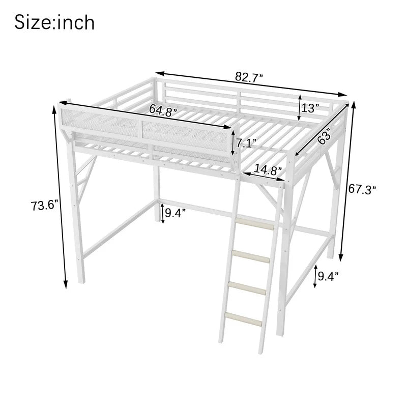 2026 New Duxelifin Queen Size Metal Loft Bed Frame, Heavy Duty Steel High Loft Bed with Storage Shelves & Ladder, Space-Saving Loft Bed for Apartments, Adults, Teens & Juniors (Black) - Image 15