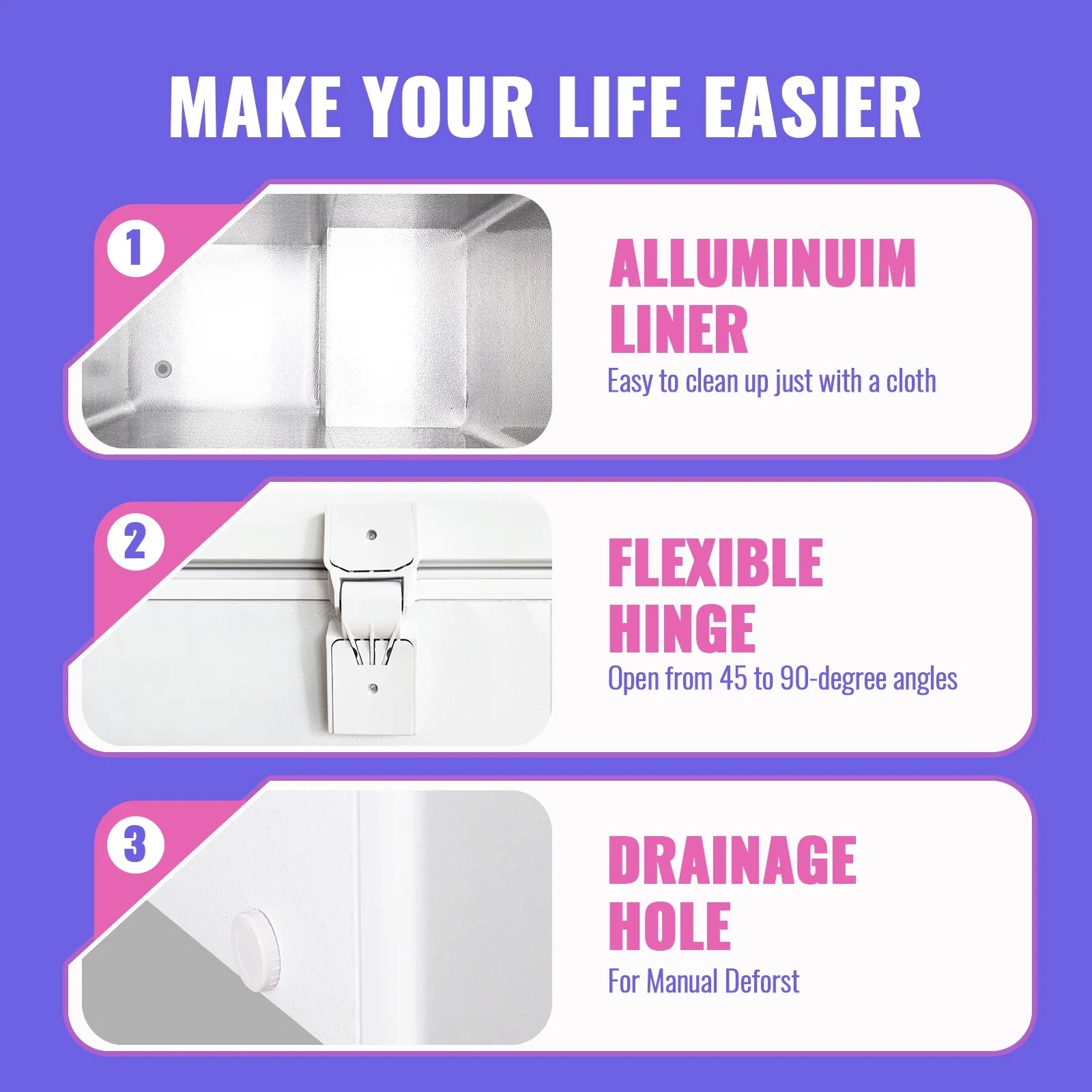 2026 New DEMULLER Chest Freezer 5.0 Cu. ft Deep Freezer with Two Hanging Baskets Top Open Door Freezer White - Image 7
