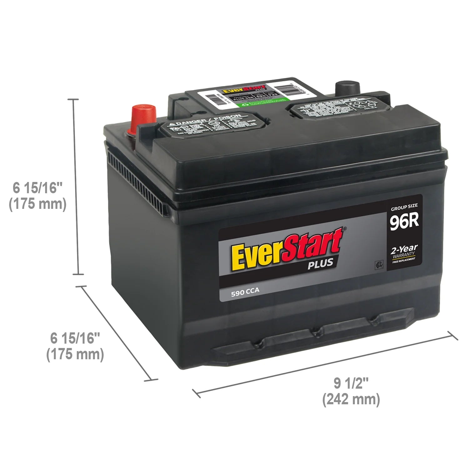 2026 New EverStart Plus Lead Acid Automotive Battery, Group Size 96R 12 Volt, 590 CCA - Image 4