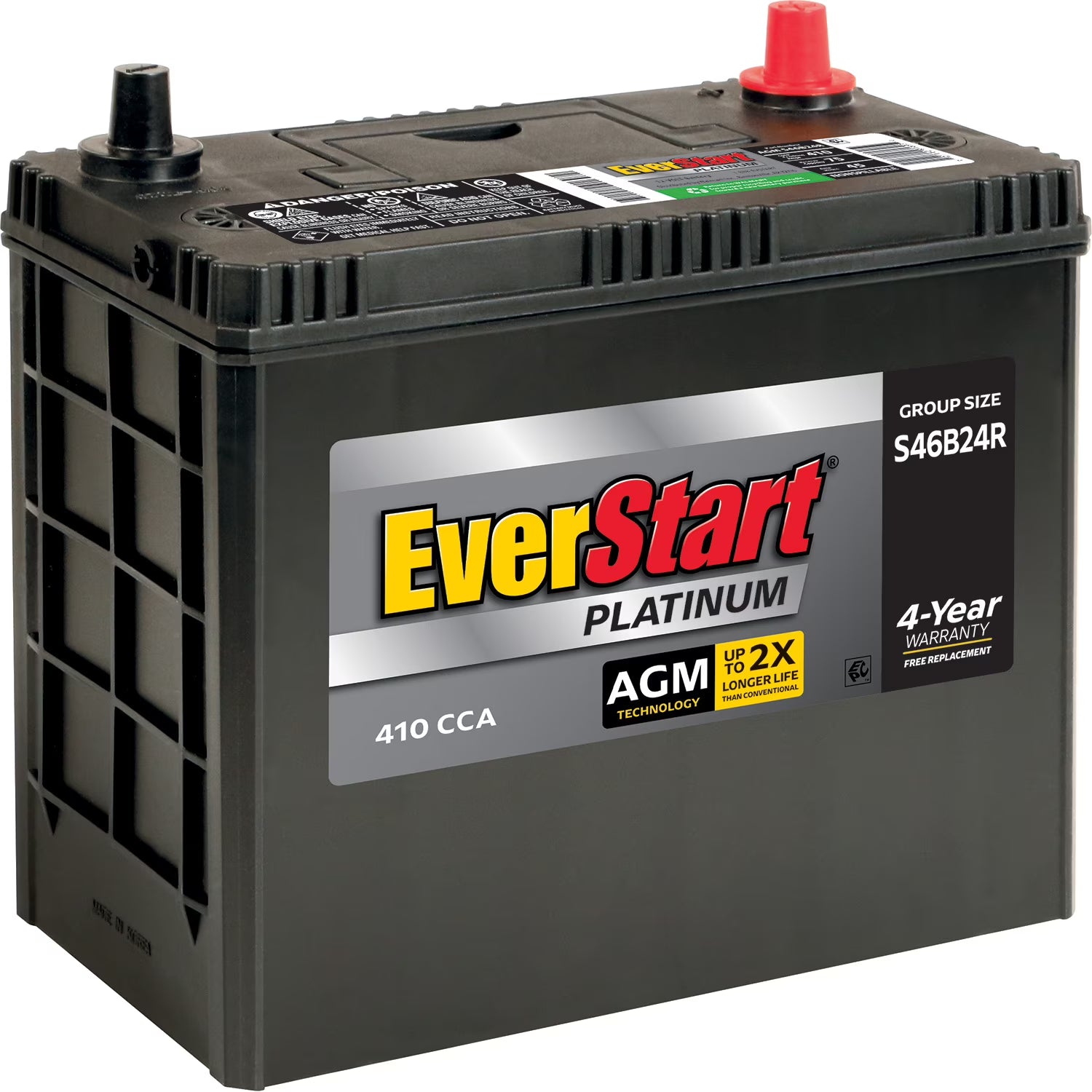 2026 New EverStart Platinum AGM BOXED Automotive Battery, Group Size S46B24R 12 Volt, 410 CCA