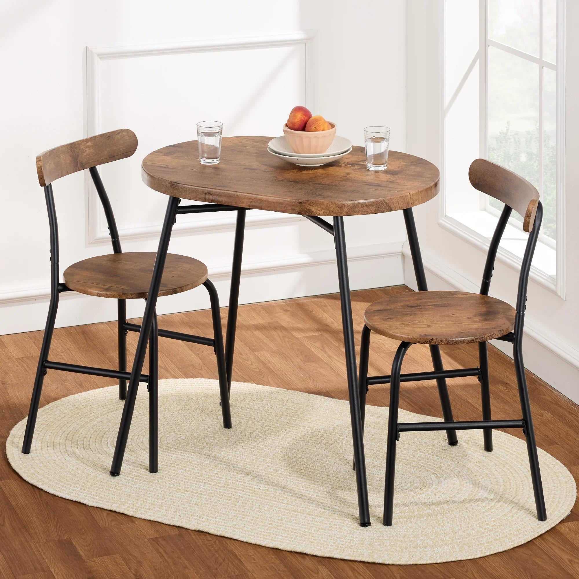 2026 New Best Choice Products 3-Piece Modern Oval Dining Table Set, Small Kitchen Dinette w/ 2 Chairs - Black/Black - Image 58