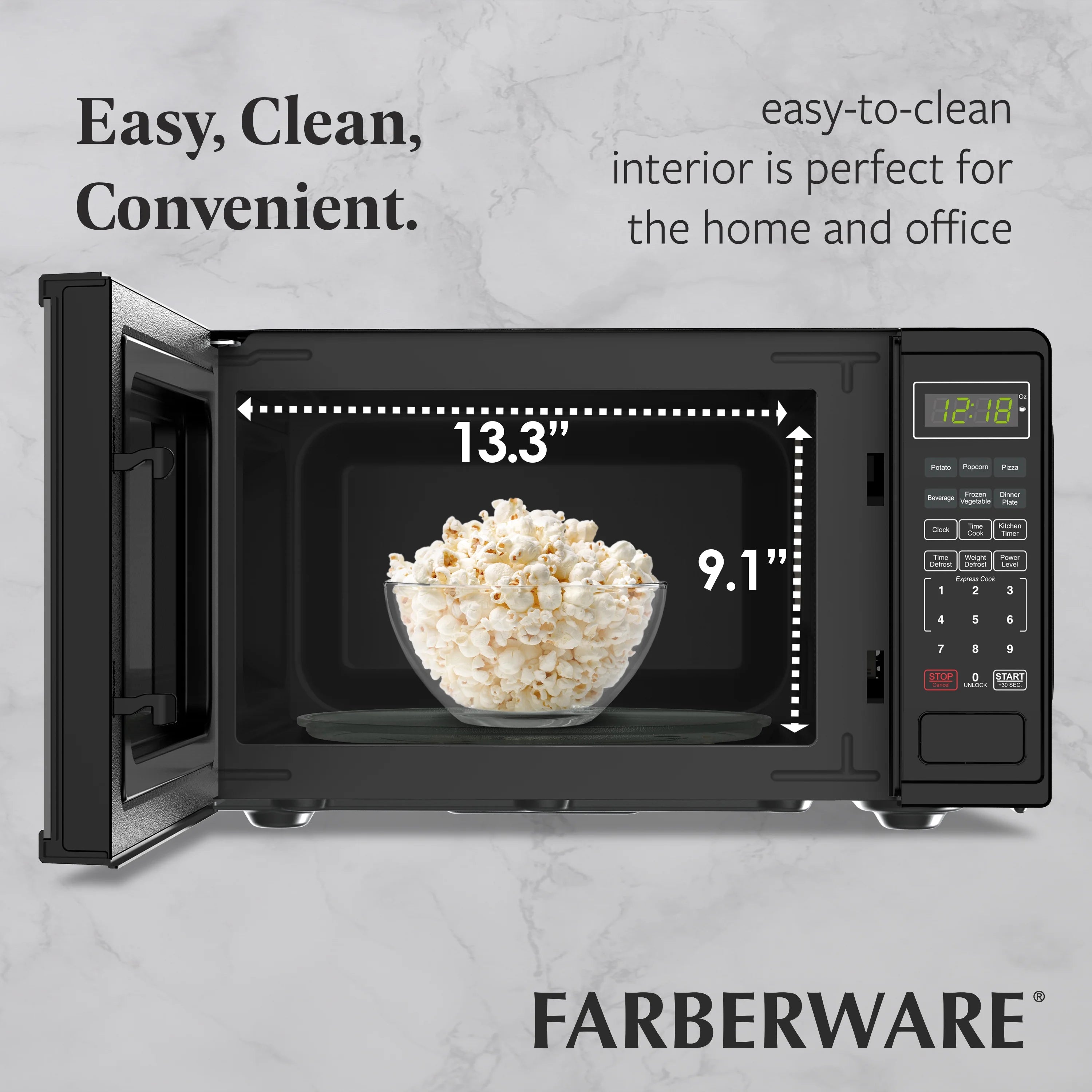 2026 New Farberware Countertop Microwave Ov 1100 Watts, 2.2 cu ft - Smart Sensor With LED Lighting and Child Lock - Perfect for Apartments and Dorms - Easy Clean Black Interior, Stainless Steel - Image 22