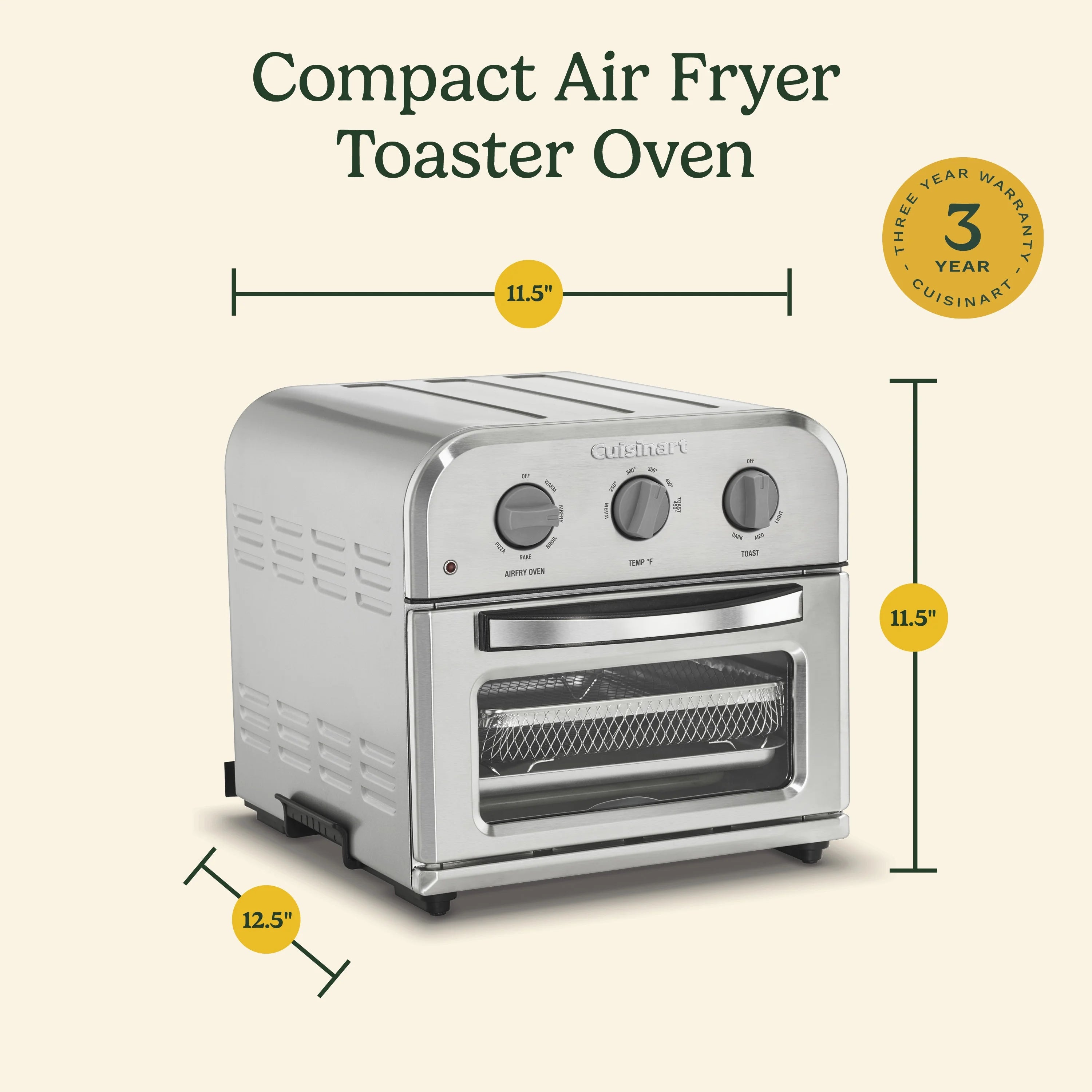 2026 New Cuisinart Compact Air Fryer Toaster Oven, Stainless Steel - Image 8