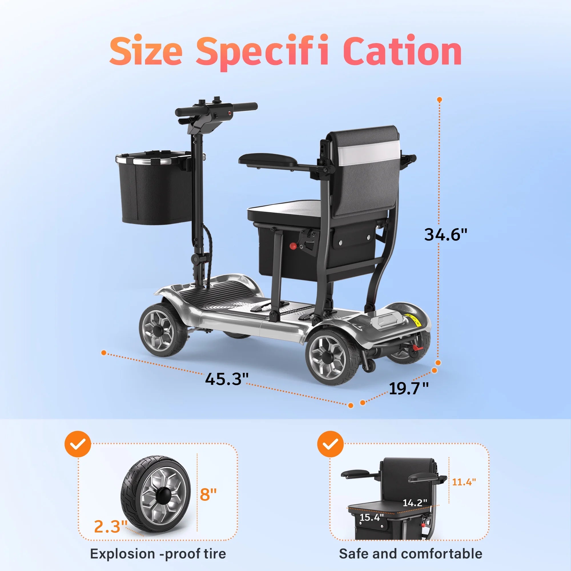 2026 New EAGLOG Light Weight 4 Wheels Mobility Scooter for Seniors, Electric Folding Wheelchair Device for Travel, Black - Image 19
