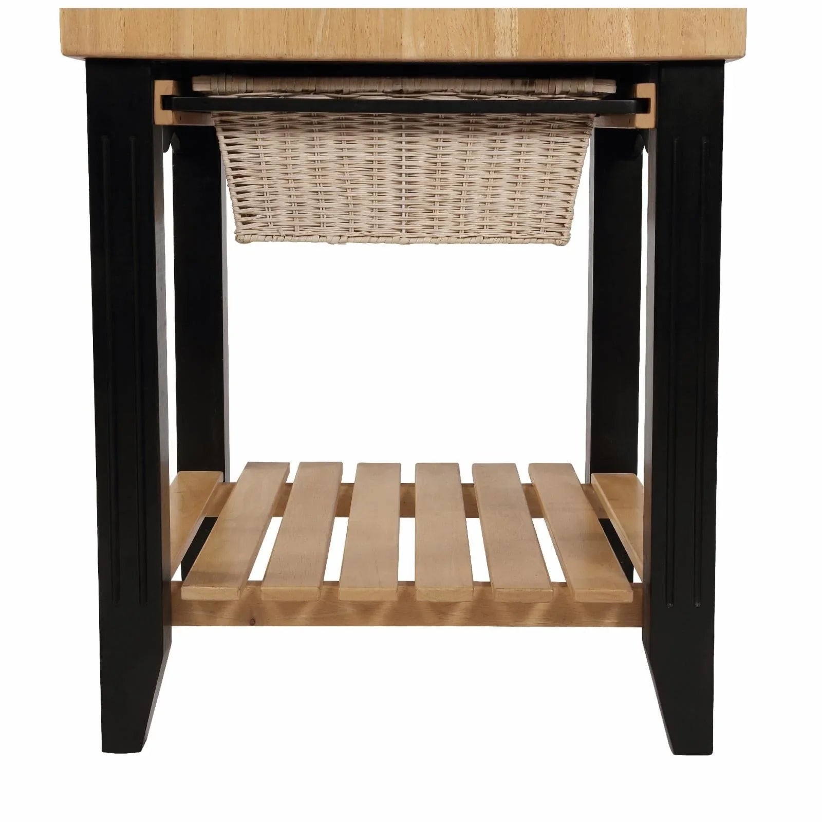 2026 New Kolton Square Kitchen Island, Black and Natural with Butcher Block Top - Image 4