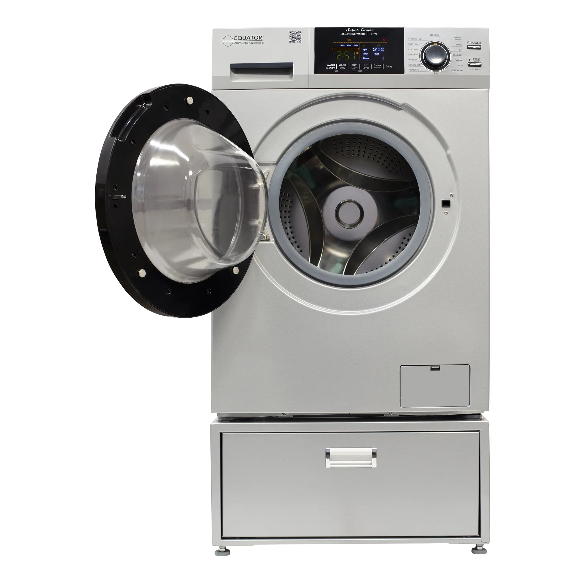 2026 New Equator All-in-One Washer Dryer VENTED-DRY 30% FASTER than Condense 15lb 110V with pedestal, Adjustable legs and Sanitize Cycle - Image 6