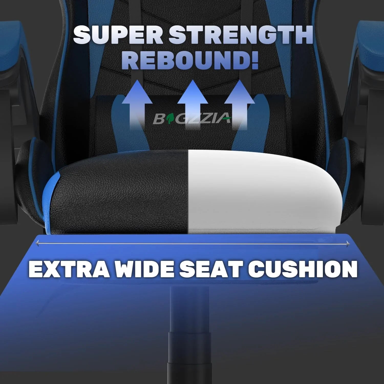 2026 New Bigzzia Gaming Chair Office Chair, Ergonomic Game Chair with Height Adjustable Headrest and Lumbar Support for Adults Teens, Black & White - Image 28