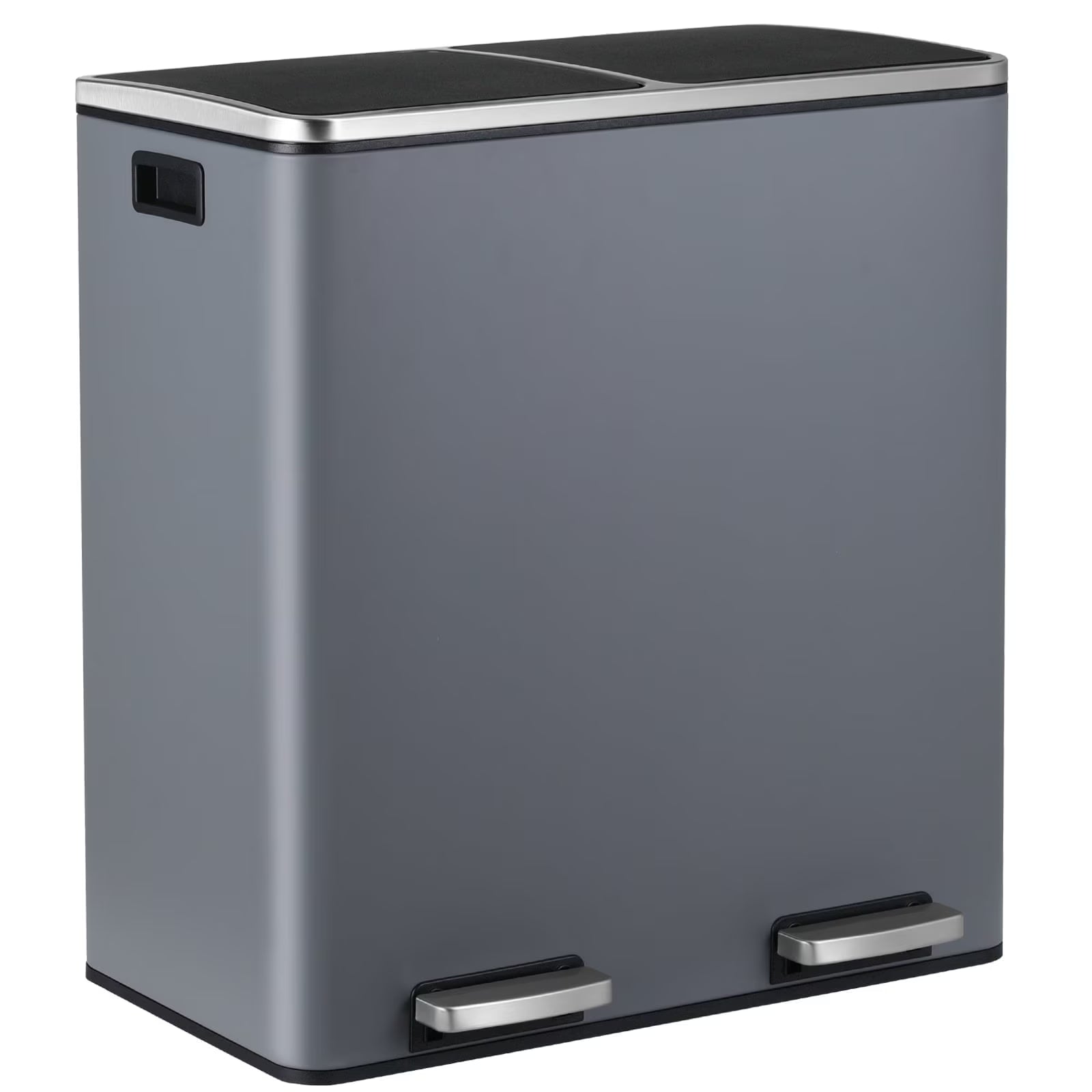 2026 New LAZY BUDDY Dual Garbage Can, Stainless Steel 16 Gallon Step Kitchen Trash Can with Soft-Close Lid, Double Compartment Garbage Recycling Bin - Image 4