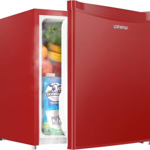 2026 New Upstreman 1.7 Cu.ft Mini Fridge with Freezer, Dorm Essentials, Adjustable Thermostat, Energy Saving, Low Noise, Single Door Compact Refrigerator for Dorm, Office, Bedroom, Red-FR17