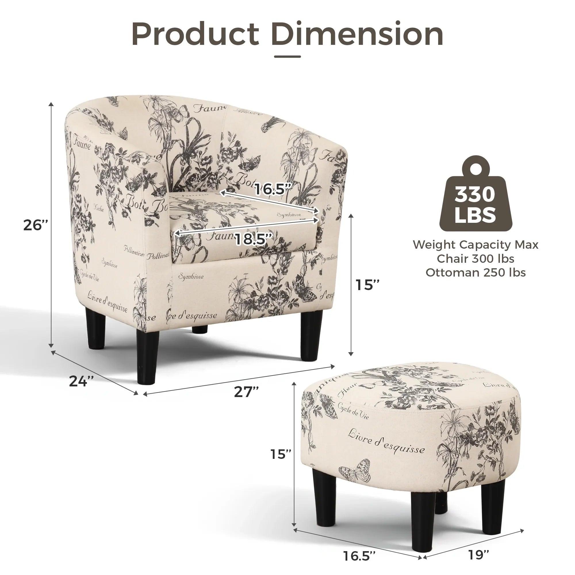 2026 New Bonzy Home Velvet Accent Chair with Ottoman for Living Room,Beige - Image 5