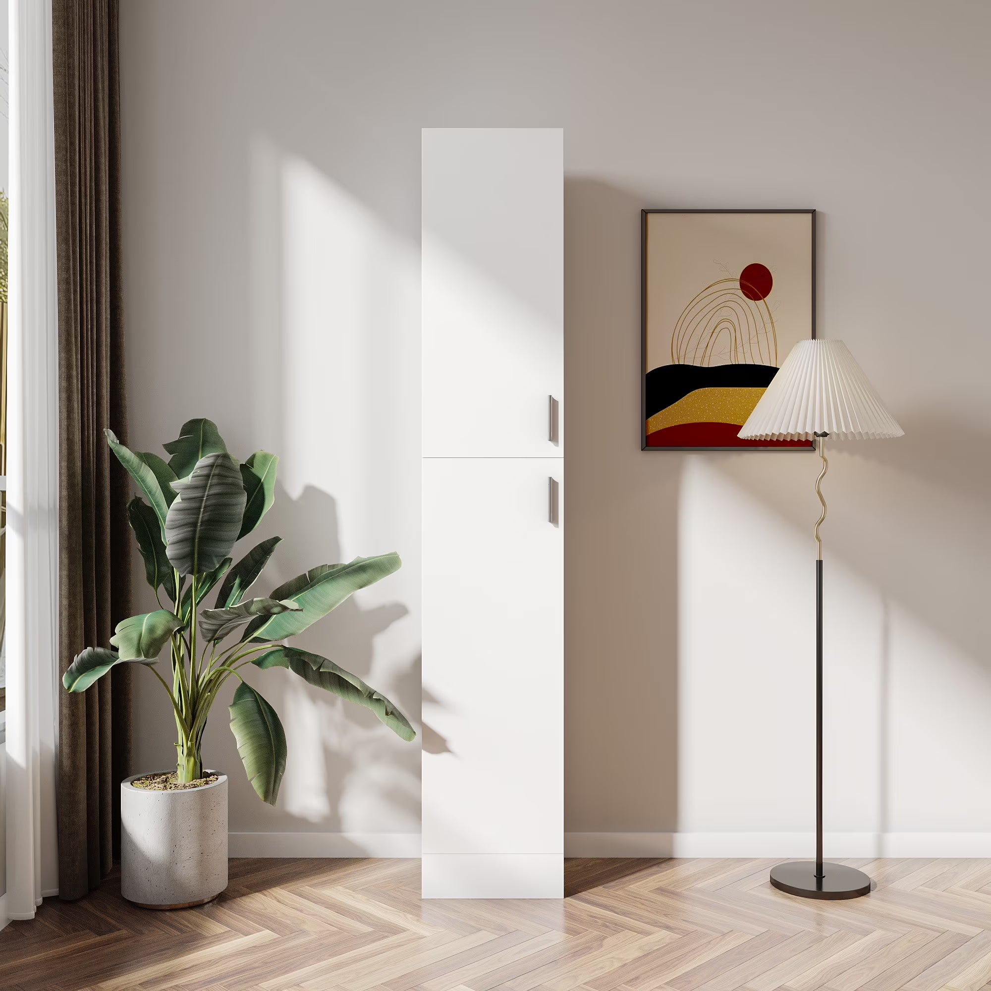 2026 New Slim Tall Storage Cabinet,Pantry Cabinet with Doors Shelves Small Space for Kitchen Living Room Bathroom