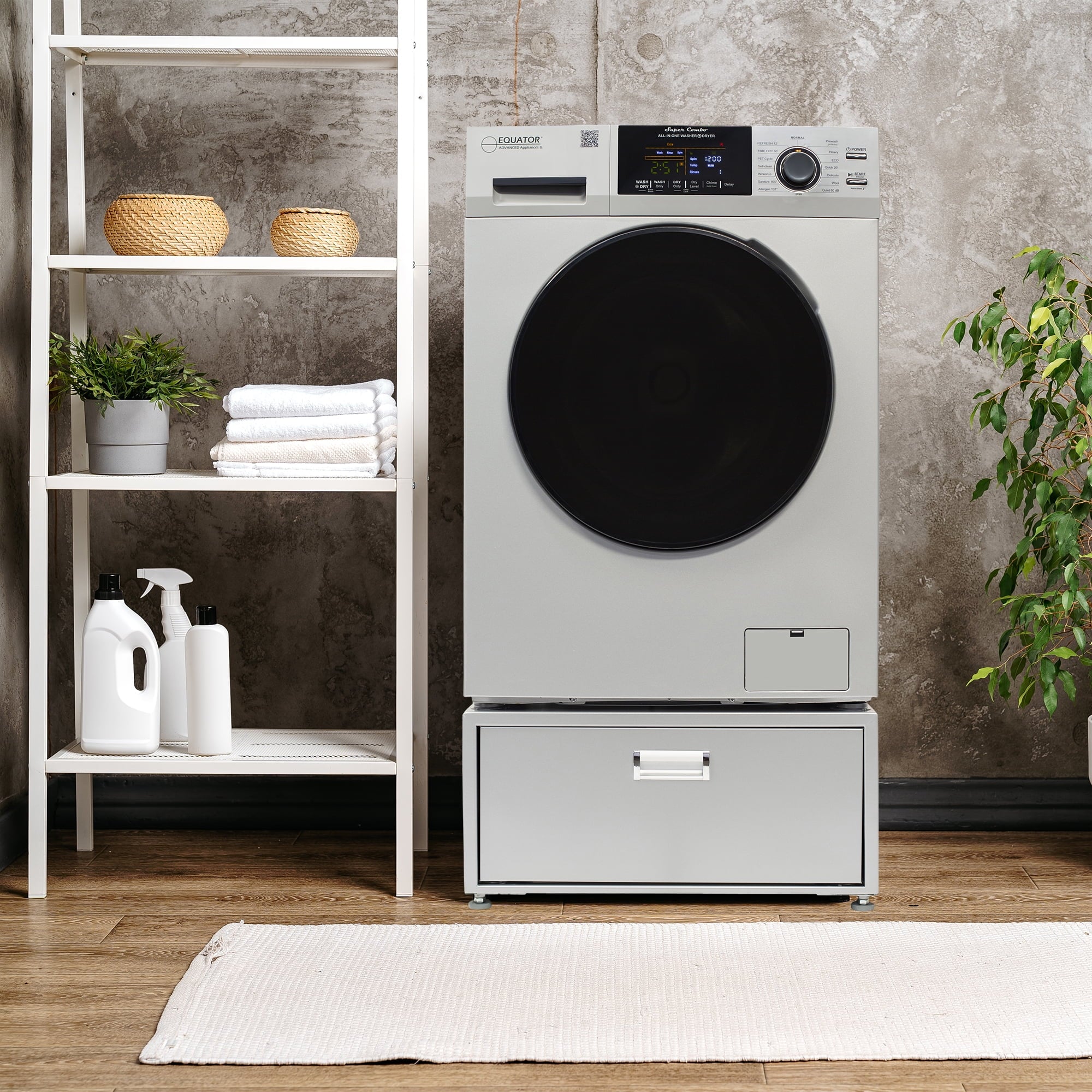 2026 New Equator All-in-One Washer Dryer VENTED-DRY 30% FASTER than Condense 15lb 110V with pedestal, Adjustable legs and Sanitize Cycle - Image 3