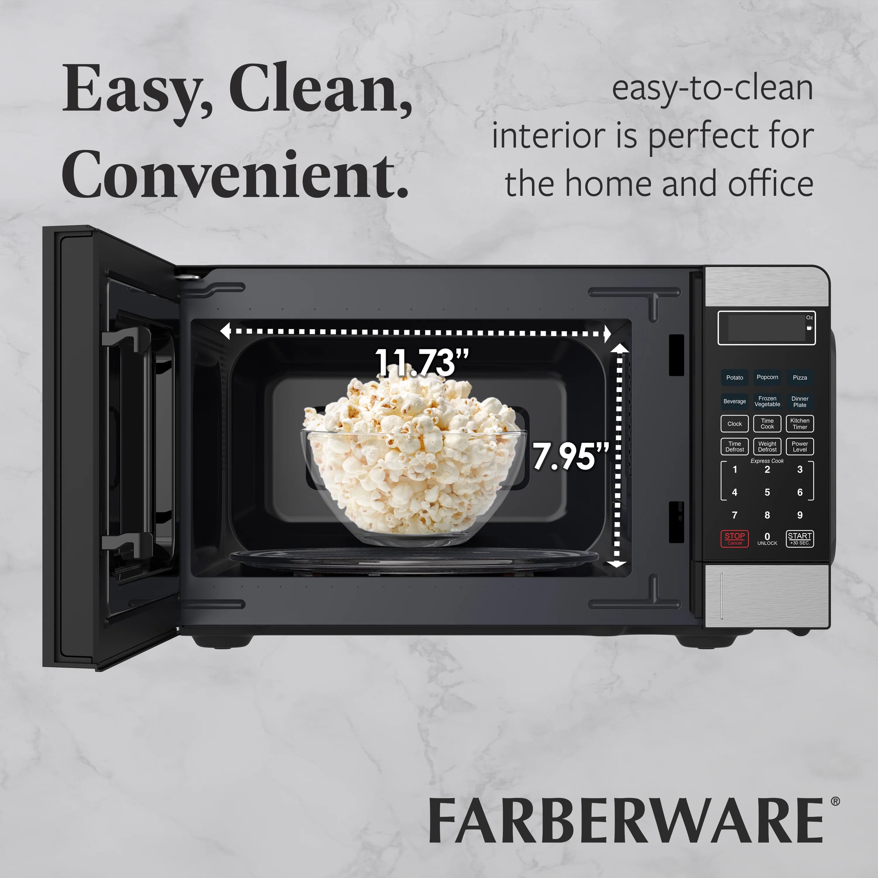 2026 New Farberware Countertop Microwave Ov 1100 Watts, 2.2 cu ft - Smart Sensor With LED Lighting and Child Lock - Perfect for Apartments and Dorms - Easy Clean Black Interior, Stainless Steel - Image 51
