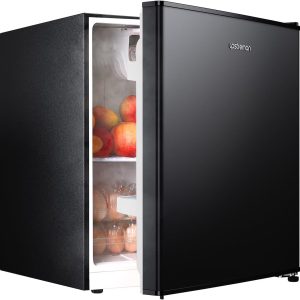 2026 New Upstreman 1.6 Cu.ft Single Door Mini Fridge with Freezer, Small Compact Refrigerator with Reversible Door for Apartment Dorm Office Bedroom RV, FR16 Black