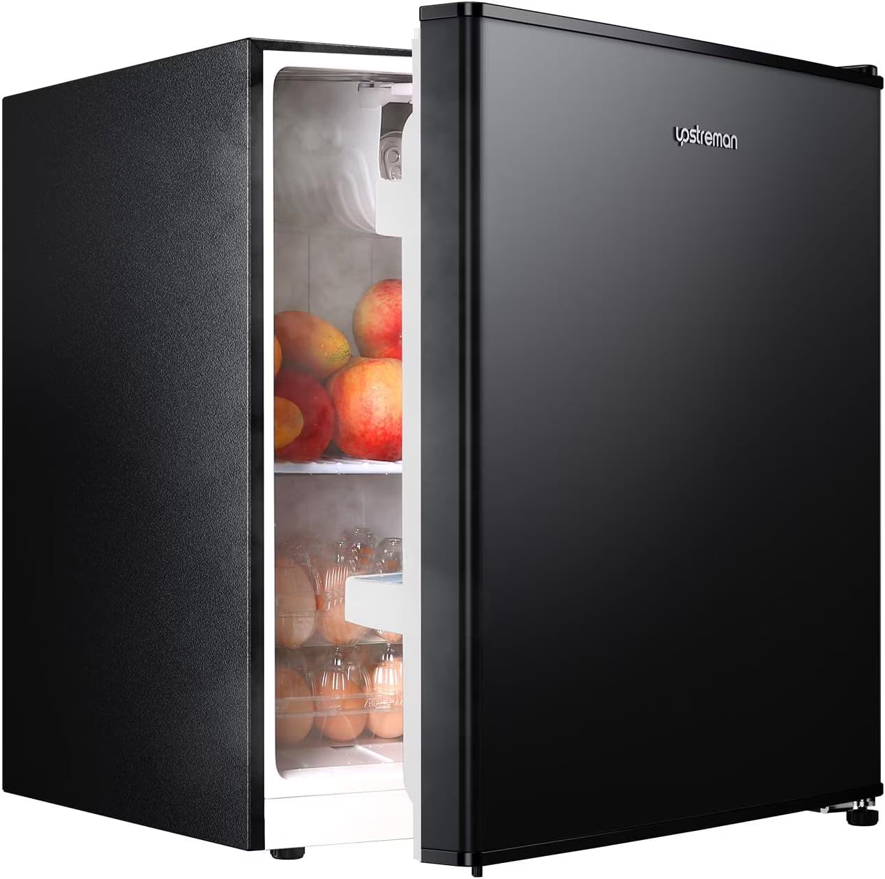 2026 New Upstreman 1.6 Cu.ft Single Door Mini Fridge with Freezer, Small Compact Refrigerator with Reversible Door for Apartment Dorm Office Bedroom RV, FR16 Black