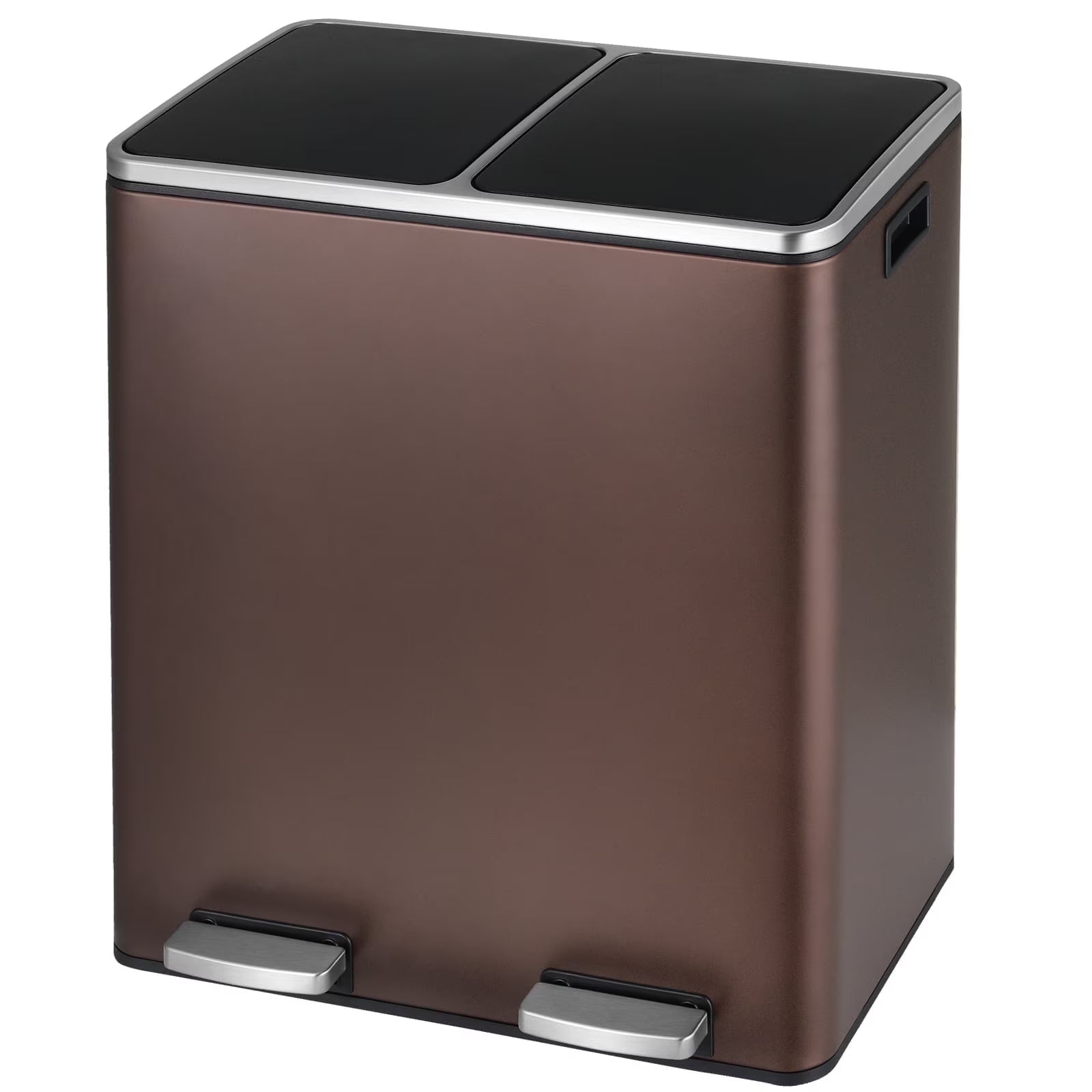 2026 New LAZY BUDDY Dual Garbage Can, Stainless Steel 16 Gallon Step Kitchen Trash Can with Soft-Close Lid, Double Compartment Garbage Recycling Bin - Image 5