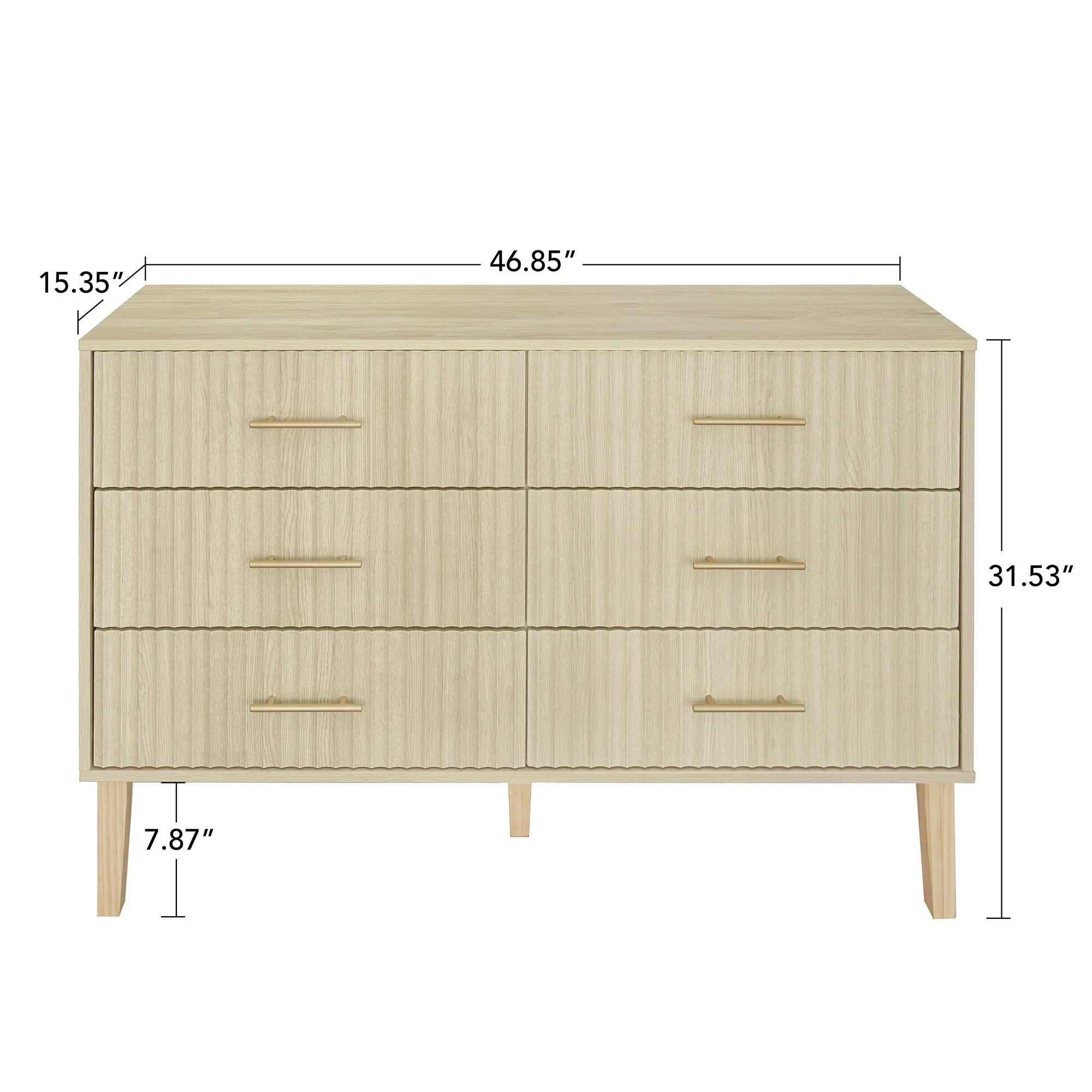 2026 New Fluted 6 Drawers Dresser, Wide Modern Chest of Drawers, 6 Drawer Double Dresser - Image 5