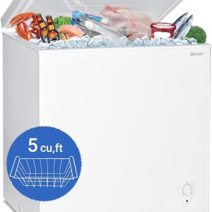 2026 New SMAD 5 Cu ft Chest Freezer Removable Baskets Free-Standing Top Open Door Deep Freezer, White