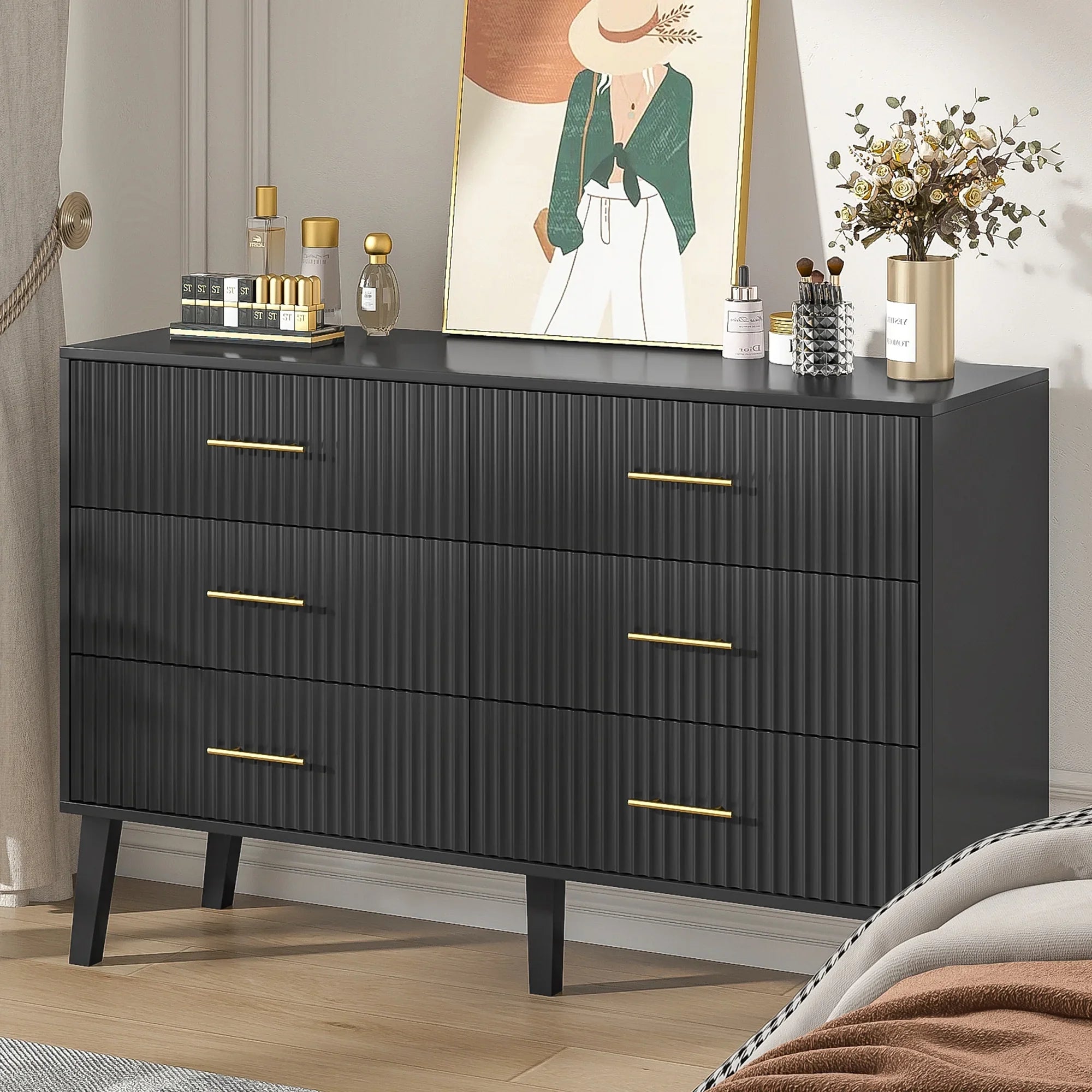 2026 New Fluted 6 Drawers Dresser, Wide Modern Chest of Drawers, 6 Drawer Double Dresser - Image 36