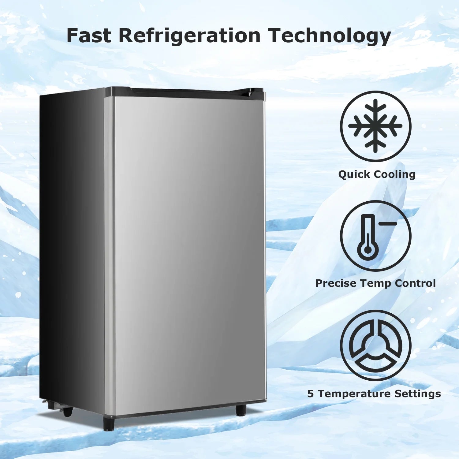 2026 New Beddle Mini Fridge with Freezer 3.2 Cu.ft Small Refrigerator for Dorm Bedroom, Compact Refrigerators Single Door Adjustable Thermostat Low Noise,Silver - Image 6