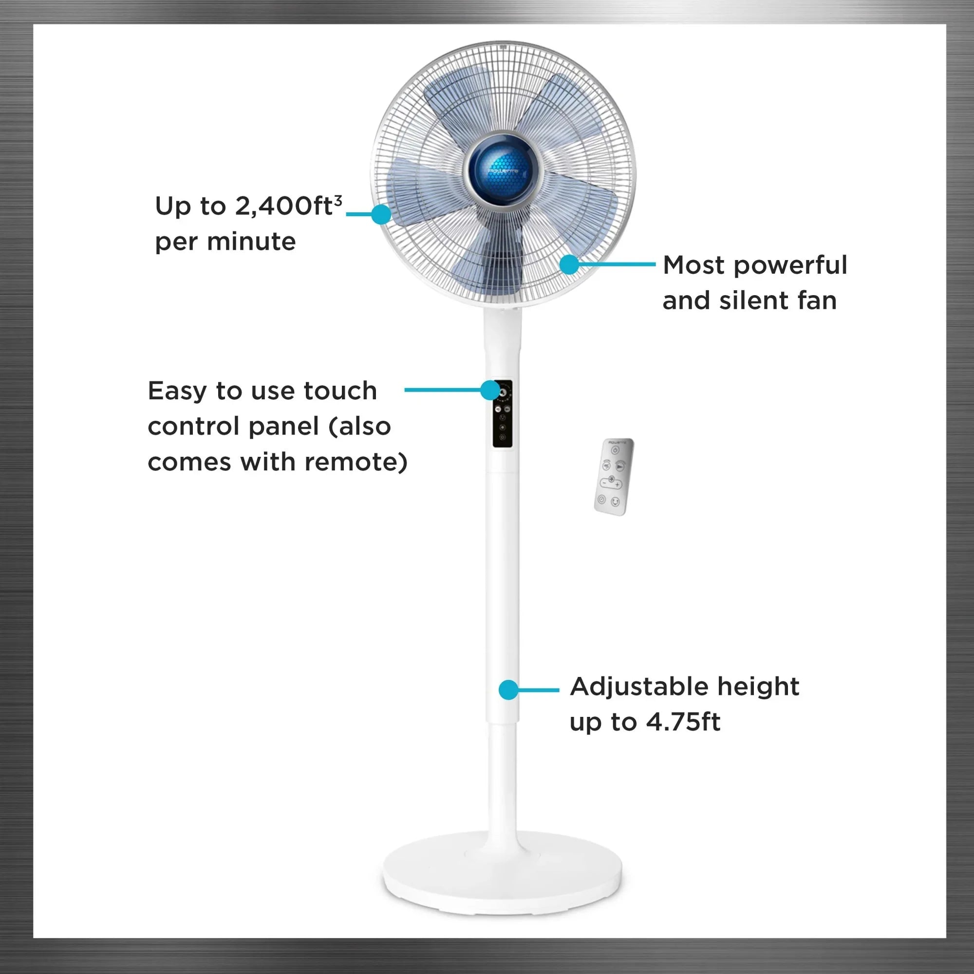 2026 New Rowenta Turbo Silence Standing Floor Fan with Remote, 53 Inch, Portable, 5 Speeds, VU5670 - Image 32