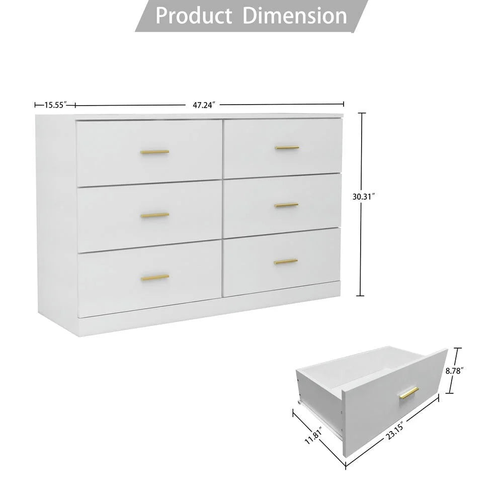2026 New Kadyn Modern 6 Drawer Dresser Wood Cabinet,Dresser for Bedroom, Kitchen Storage Cabinet with Drawers, Chest of Drawers(Black) - Image 58