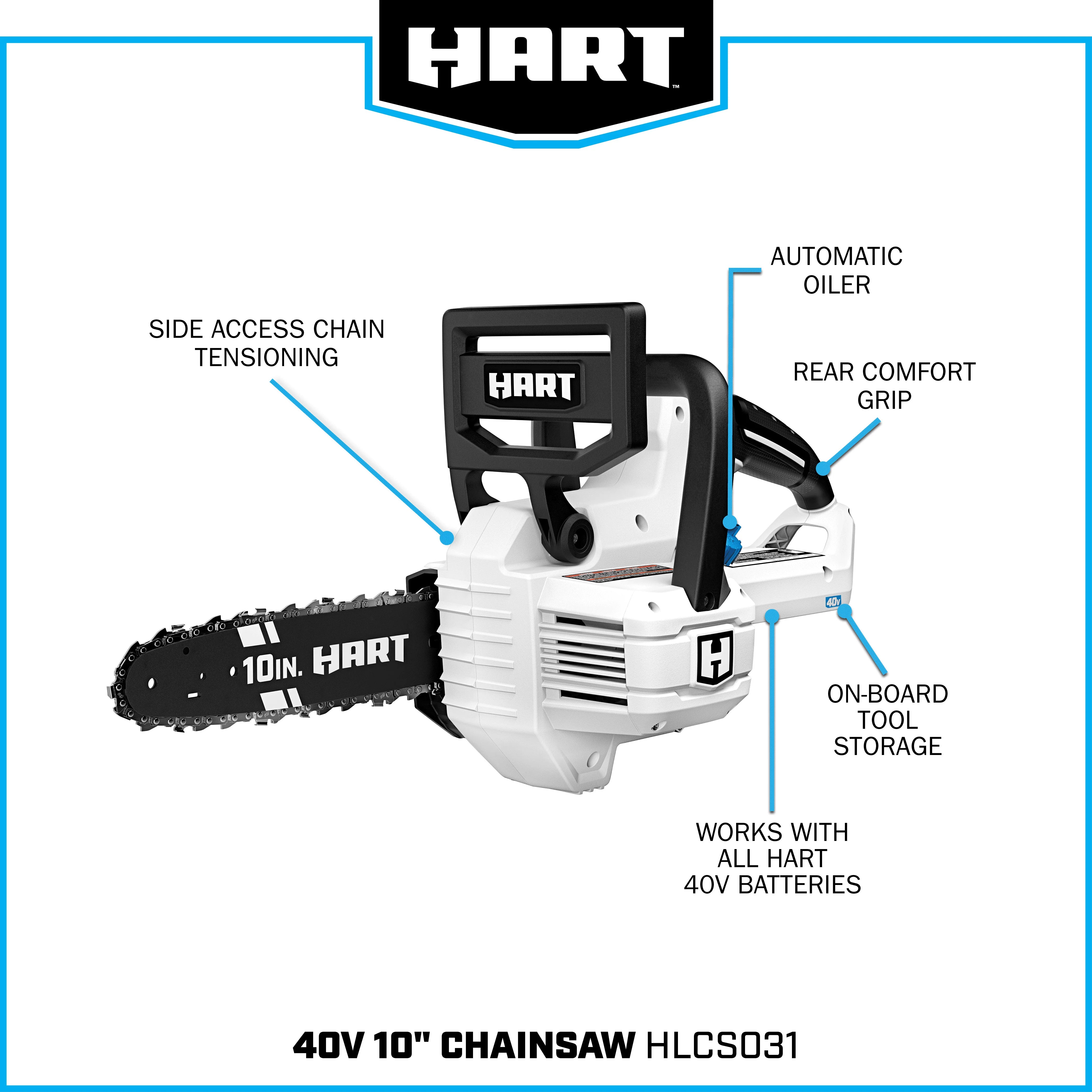 2026 New HART 40-Volt 10-Inch Battery-Powered Chainsaw Kit, (1) 2.5 Ah Lithium-Ion Battery - Image 8