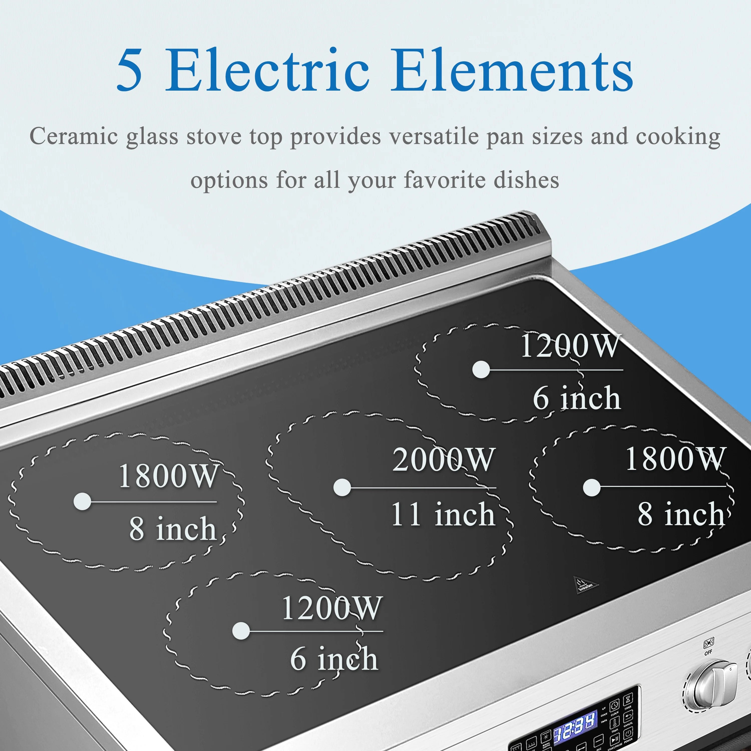 2026 New Lanbo 30 inch 5.9 CU.ft. Freestanding Electric Convection Range with Air Fry and Rotisserie, Electric cord or plug is not included - Image 9