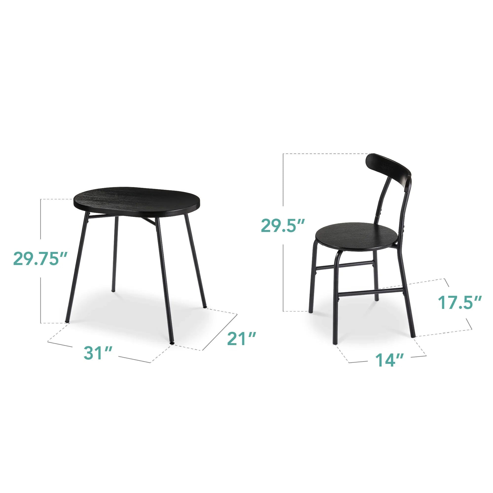2026 New Best Choice Products 3-Piece Modern Oval Dining Table Set, Small Kitchen Dinette w/ 2 Chairs - Black/Black - Image 15