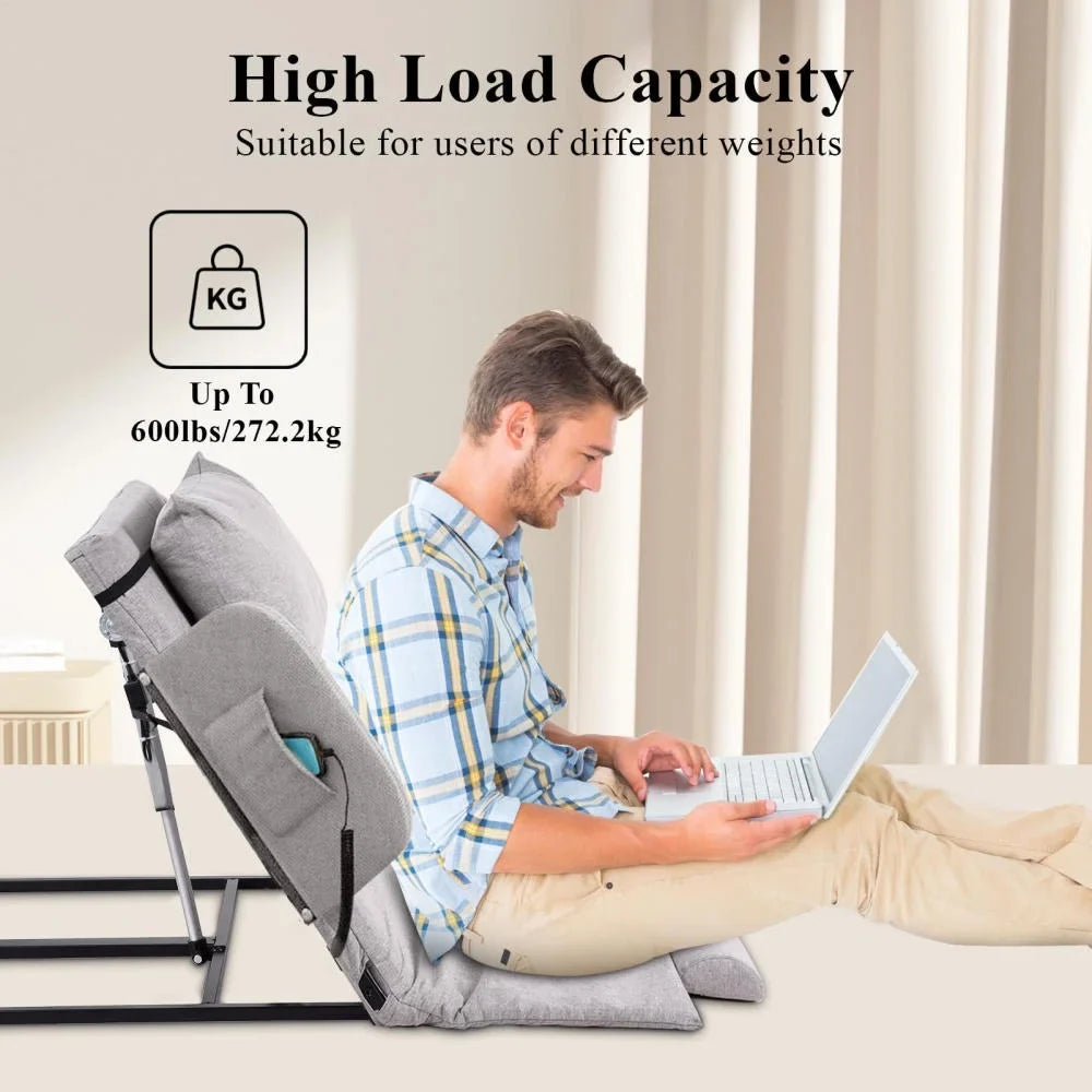 2026 New Electric Lifting Backrest for Bed, Folding Adjustable Multi-Function Neck Head and Lumbar Back Support for Elder, Electric Lifting Backrest Pillow with Electric Pump System (Gray with Armrest) - Image 6