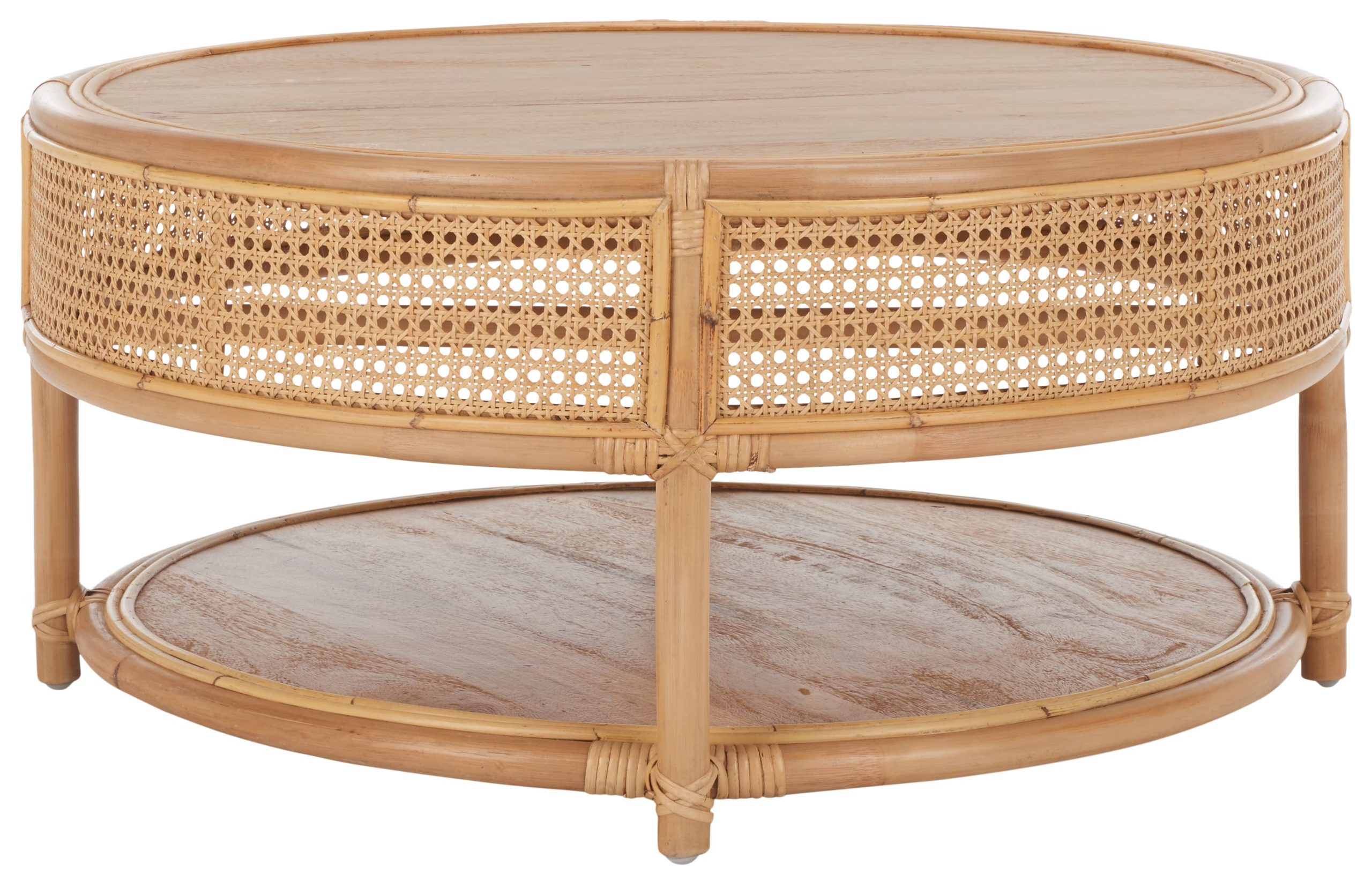 2026 New SAFAVIEH Modern Round Rattan Coffee Table, Natural
