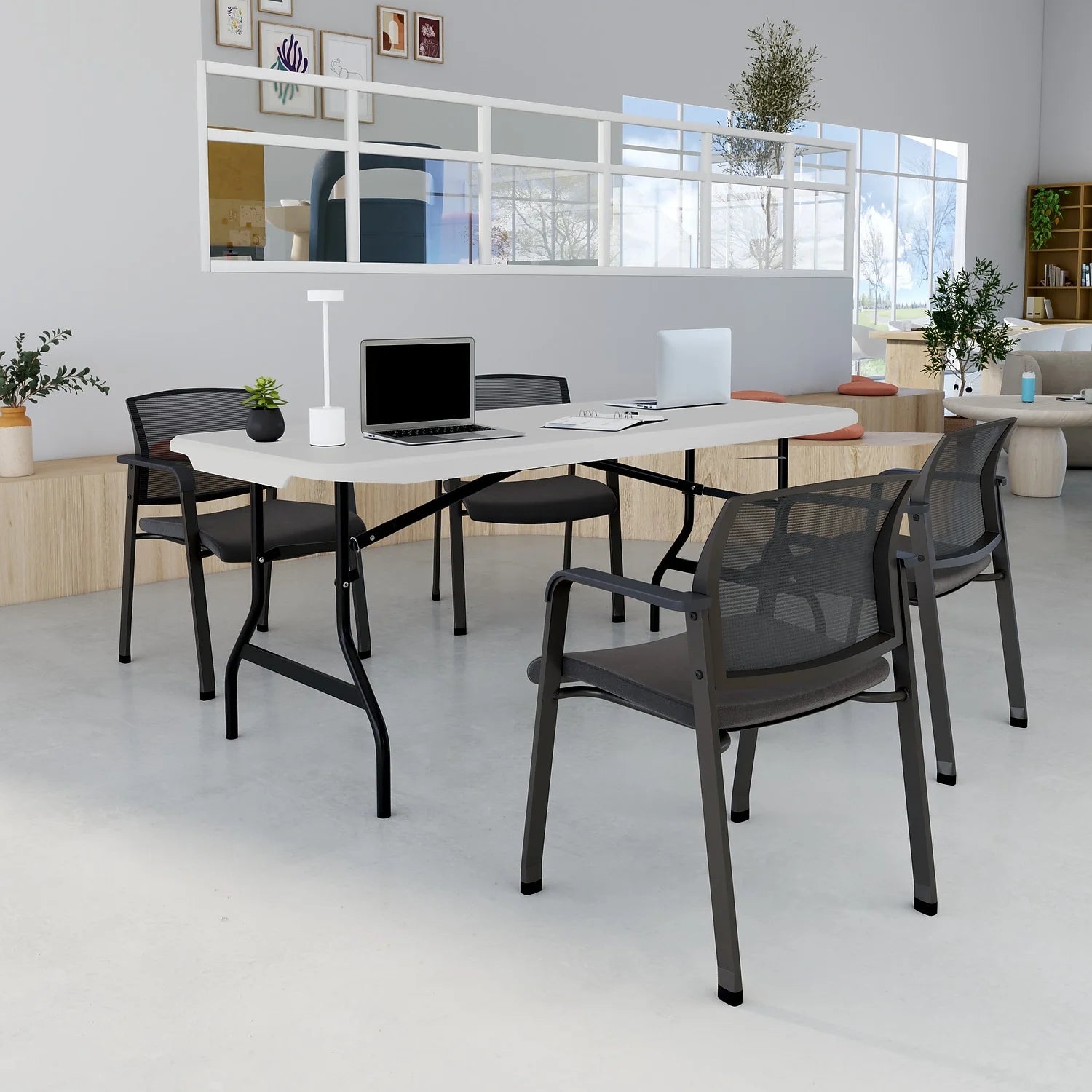 2026 New Staples 6' x 29.5" Heavy Duty Plastic Folding Table White Granite (62109) - Image 6