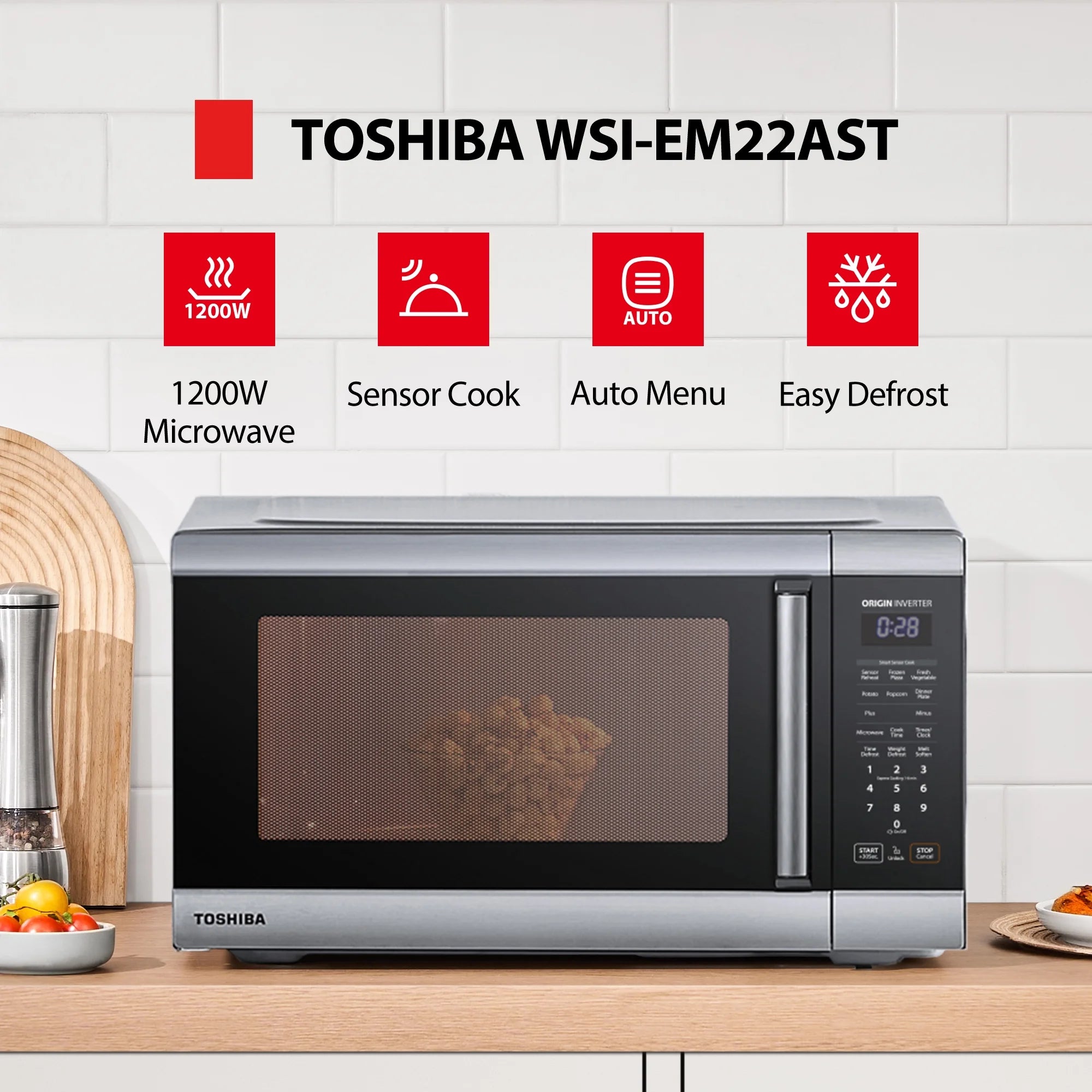 2026 New Toshiba 2.2 cu. ft. 24.4'' Microwave Oven in Stainless Steel - Image 3
