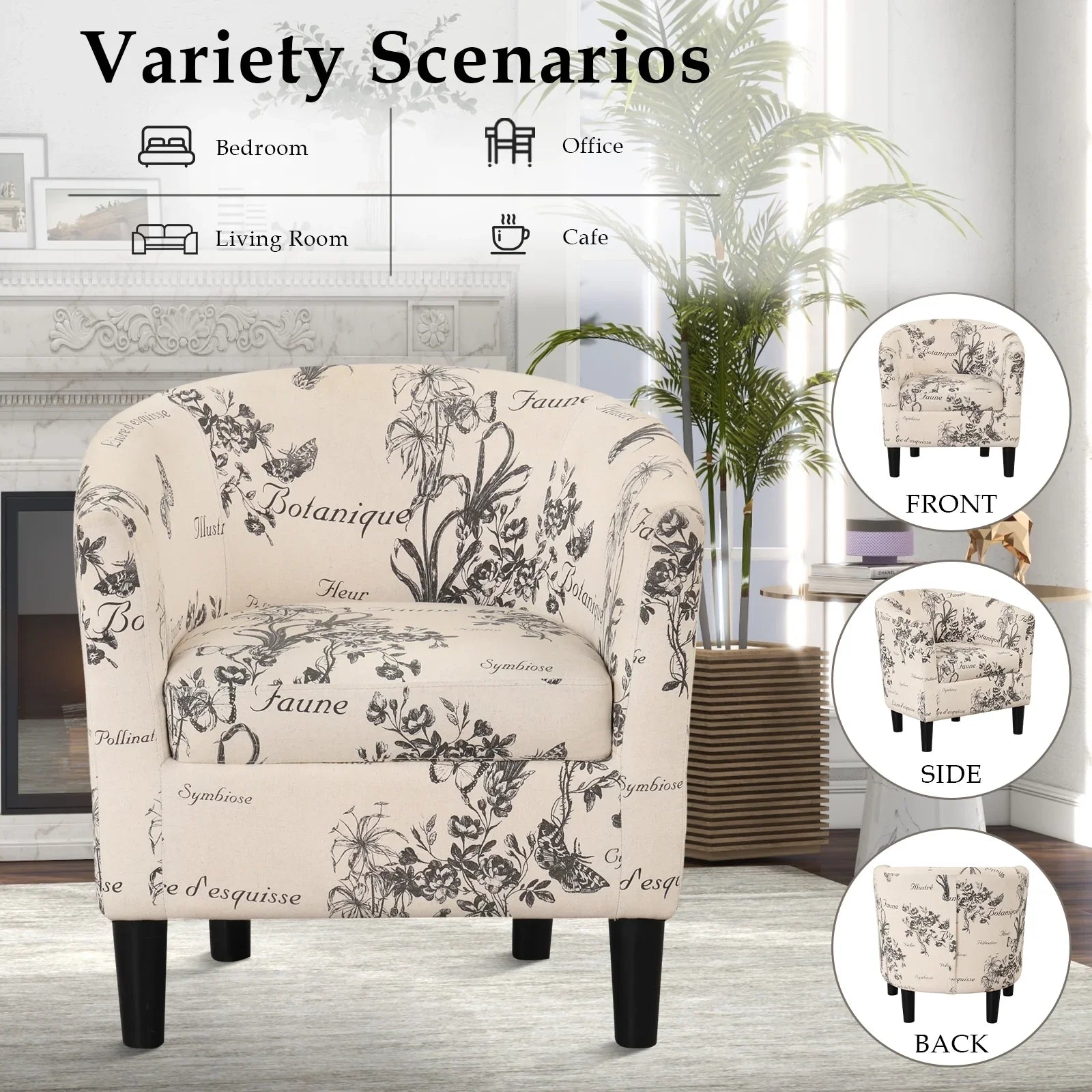 2026 New Bonzy Home Velvet Accent Chair with Ottoman for Living Room,Beige - Image 9