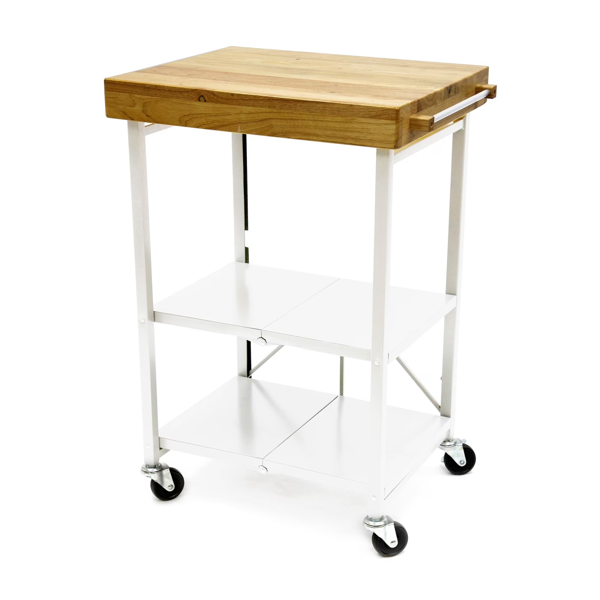 2026 New Origami Foldable Wheeled Portable Solid Wood Top Kitchen Island Bar Cart - Image 3