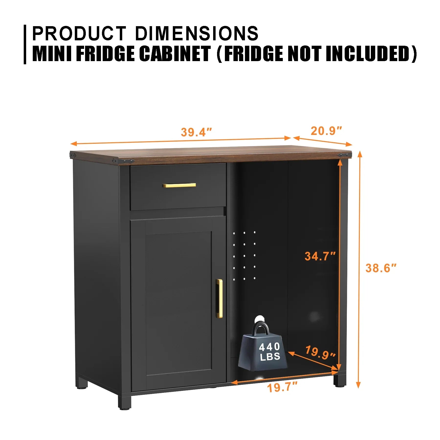 2026 New Coffee Bar with Mini Fridge Space, Mini Fridge Cabinet Stand for Dorm, Kitchen or Office - Image 6