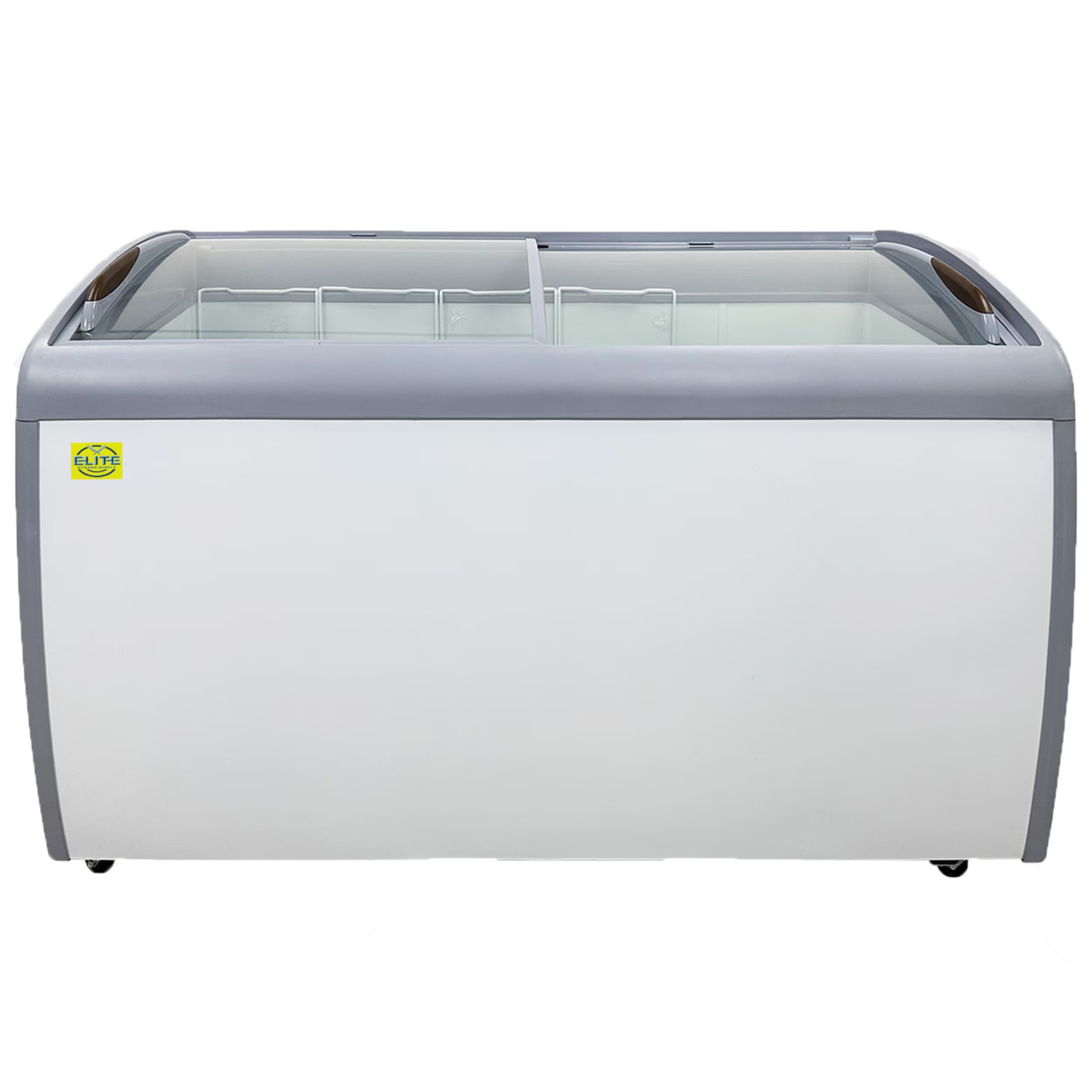 2026 New NSF 60 in. W 11.7 Cu. ft. Commercial Freezer, Curved Glass Door Display Chest Freezer in White