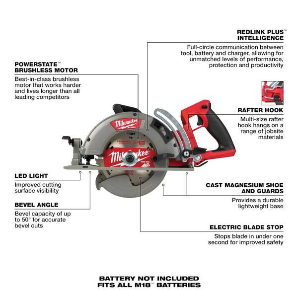 2026 New M18 FUEL 18-Volt Lithium-Ion Brushless Cordless SAWZALL w/7-1/4 in. Rear Handle Circ Saw, Two 6 Ah High Output Batteries - Image 3