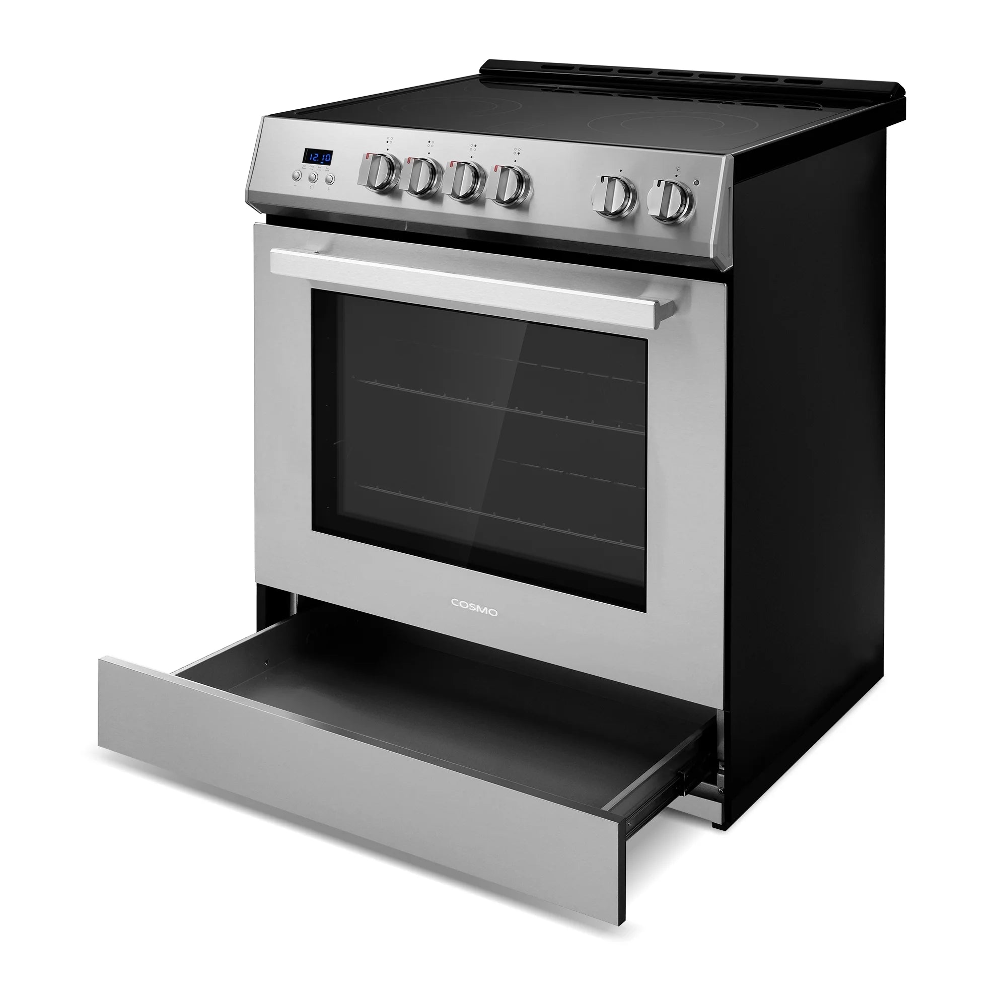 2026 New Cosmo 30 in. Stellar Collection 5.0 cu. ft. Electric Range with 4 Burner Glass Cooktop and Convection Oven in Stainless Steel - Image 7