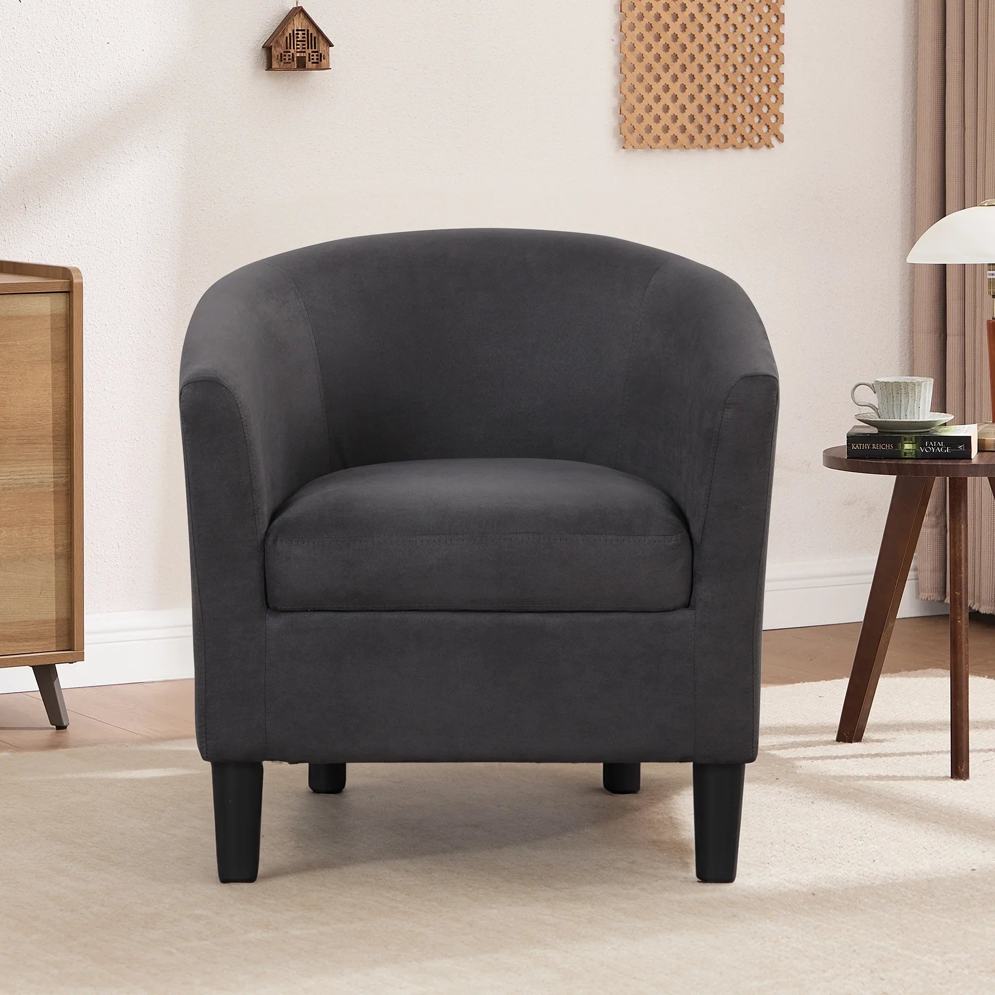 2026 New Bonzy Home Velvet Accent Chair with Ottoman for Living Room,Beige - Image 13