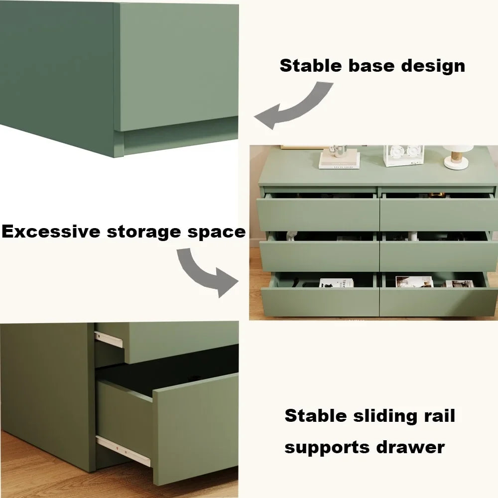 2026 New Kadyn Modern 6 Drawer Dresser Wood Cabinet,Dresser for Bedroom, Kitchen Storage Cabinet with Drawers, Chest of Drawers(Black) - Image 62