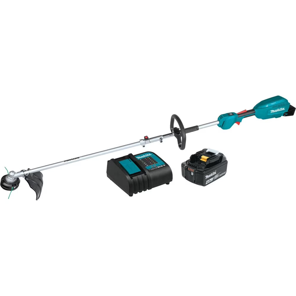 2026 New Makita XUX02SM1X1 18V LXT Brushless Lithium-Ion Cordless Couple Shaft Power Head Kit with 13 in. String Trimmer Attachment and (4 Ah)