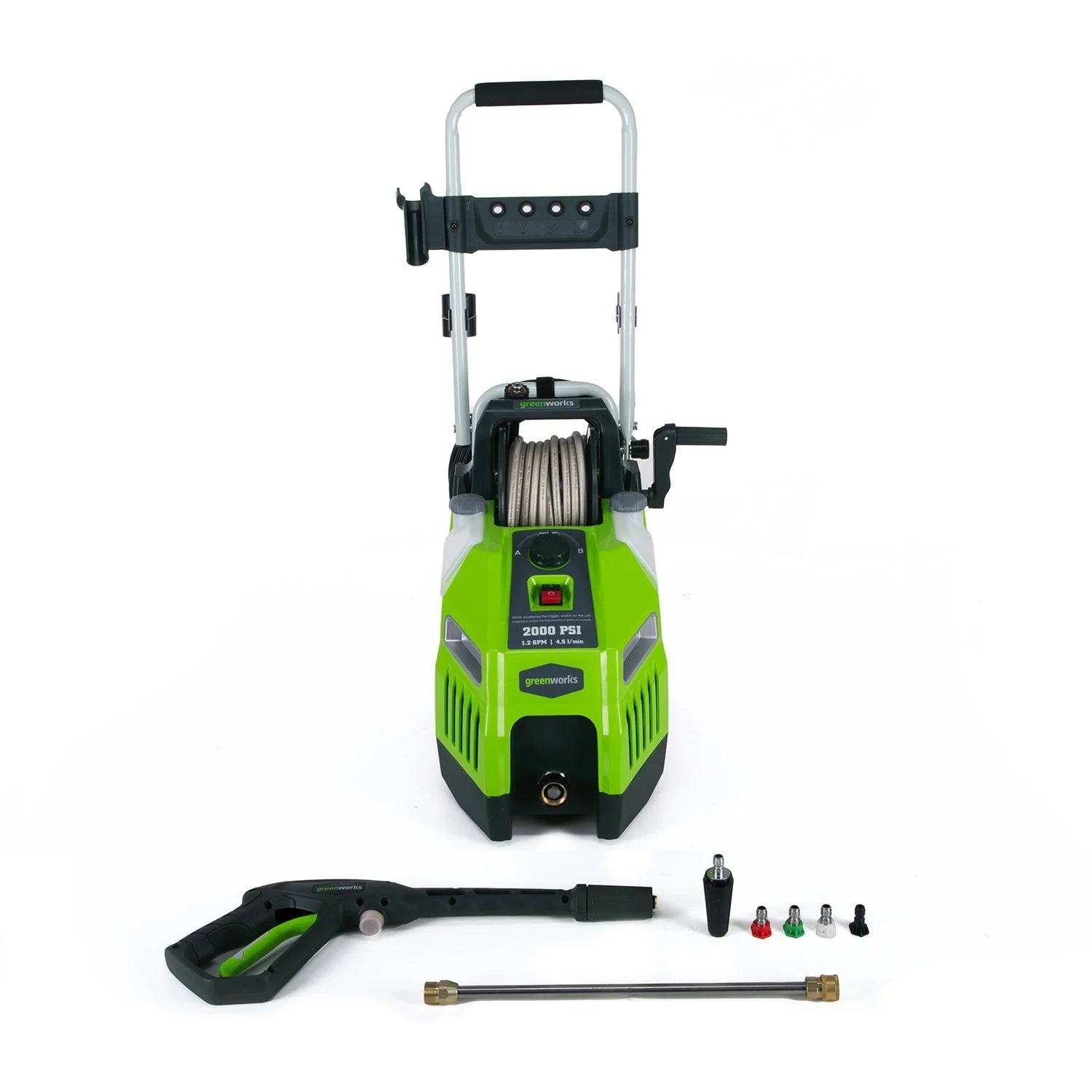 2026 New Greenworks 2000-PSI 13 Amp 1.2-GPM Corded Electric Pressure Washer with Hose Reel, GPW2001