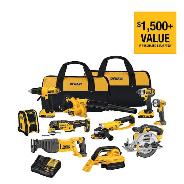 2026 New 20V MAX Cordless 10 Tool Combo Kit with (2) 20V 2.0Ah Batteries, Charger, and Bag