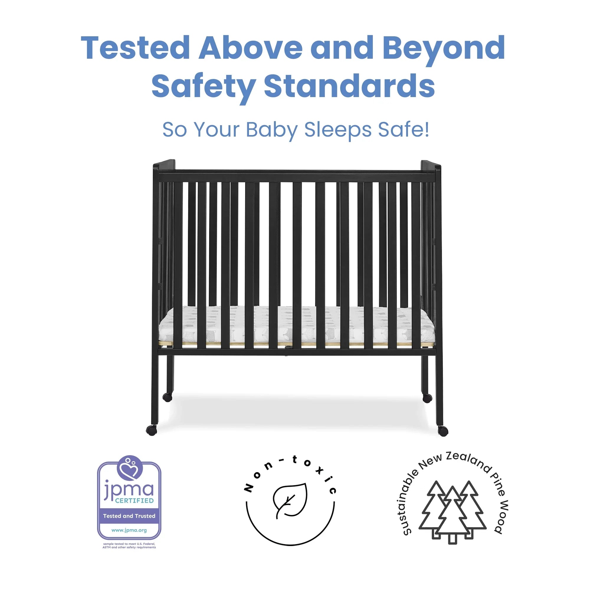 2026 New Delta Children Lee Portable Folding Mini Crib with 1.5-Inch Mattress - Greenguard Gold Certified, Bianca White - Image 45