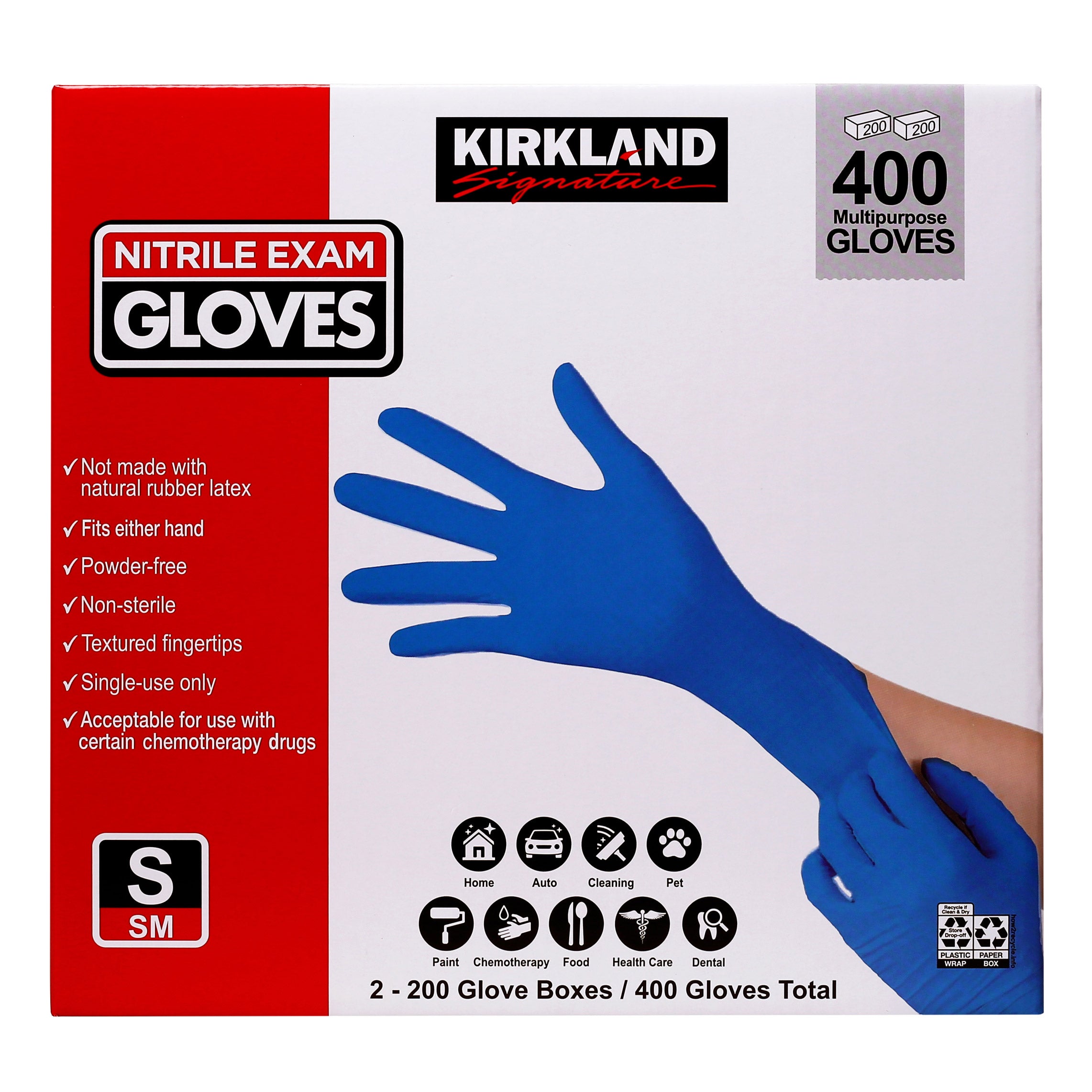 2026 New Kirkland Signature Nitrile Exam Gloves, 400-count, Size Small