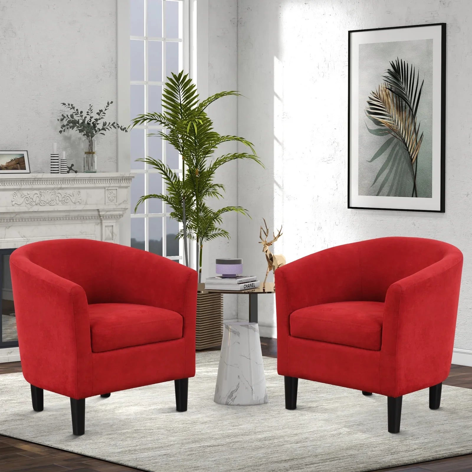 2026 New Bonzy Home Velvet Accent Chair with Ottoman for Living Room,Beige - Image 18