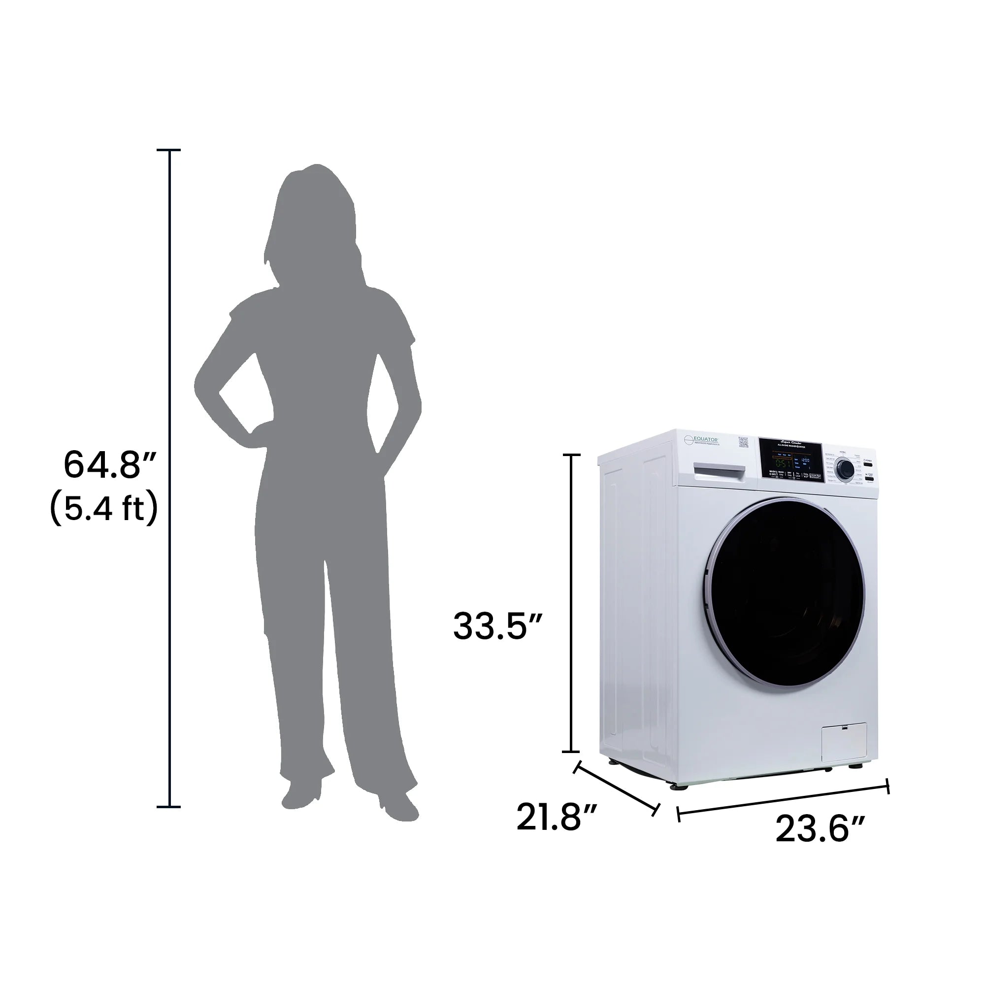 2026 New Equator Combination Washer Dryer Ventless/Vented Pet cycle 1.62cf/15lbs 110V with Adjustable legs - Image 3