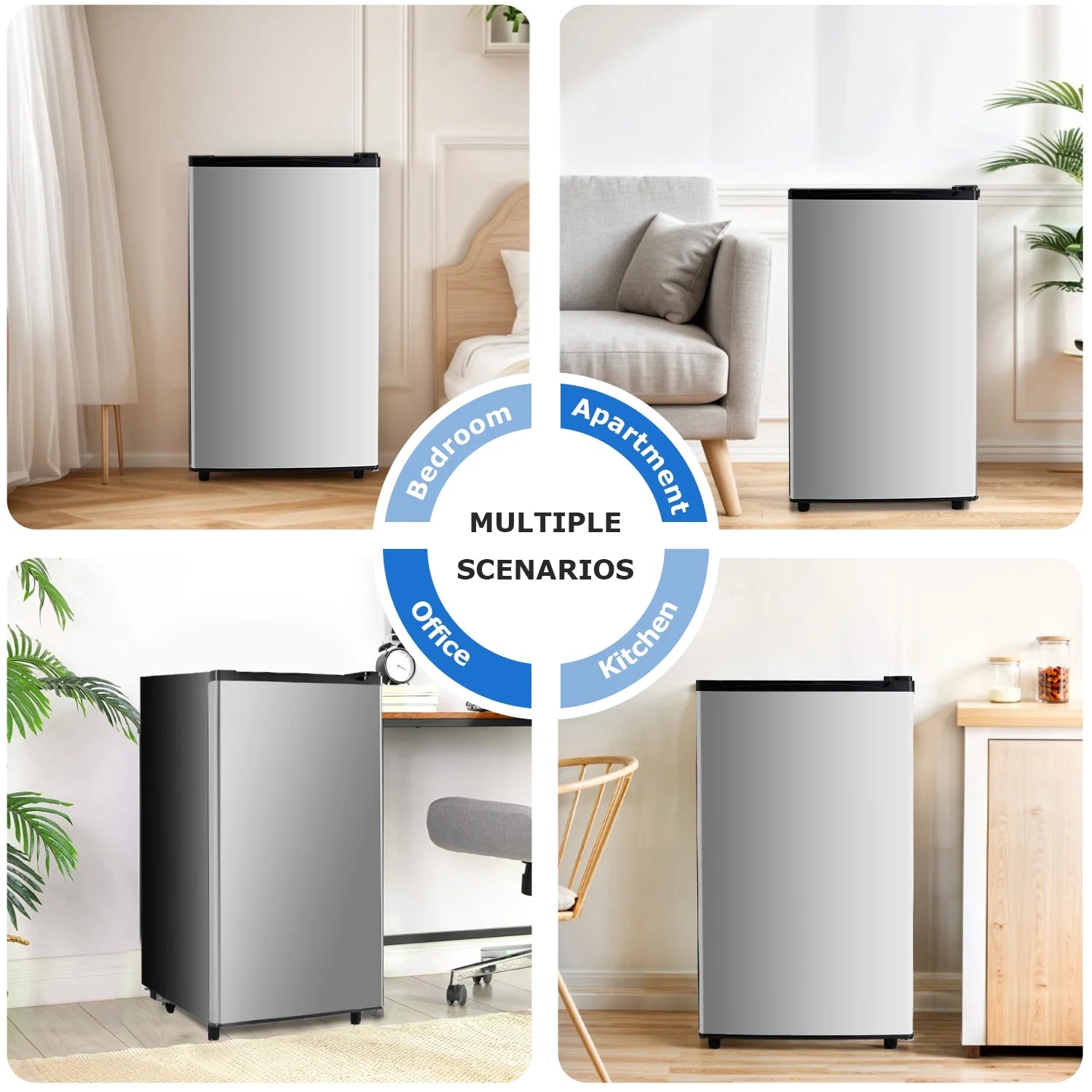 2026 New Beddle Mini Fridge with Freezer 3.2 Cu.ft Small Refrigerator for Dorm Bedroom, Compact Refrigerators Single Door Adjustable Thermostat Low Noise,Silver - Image 7