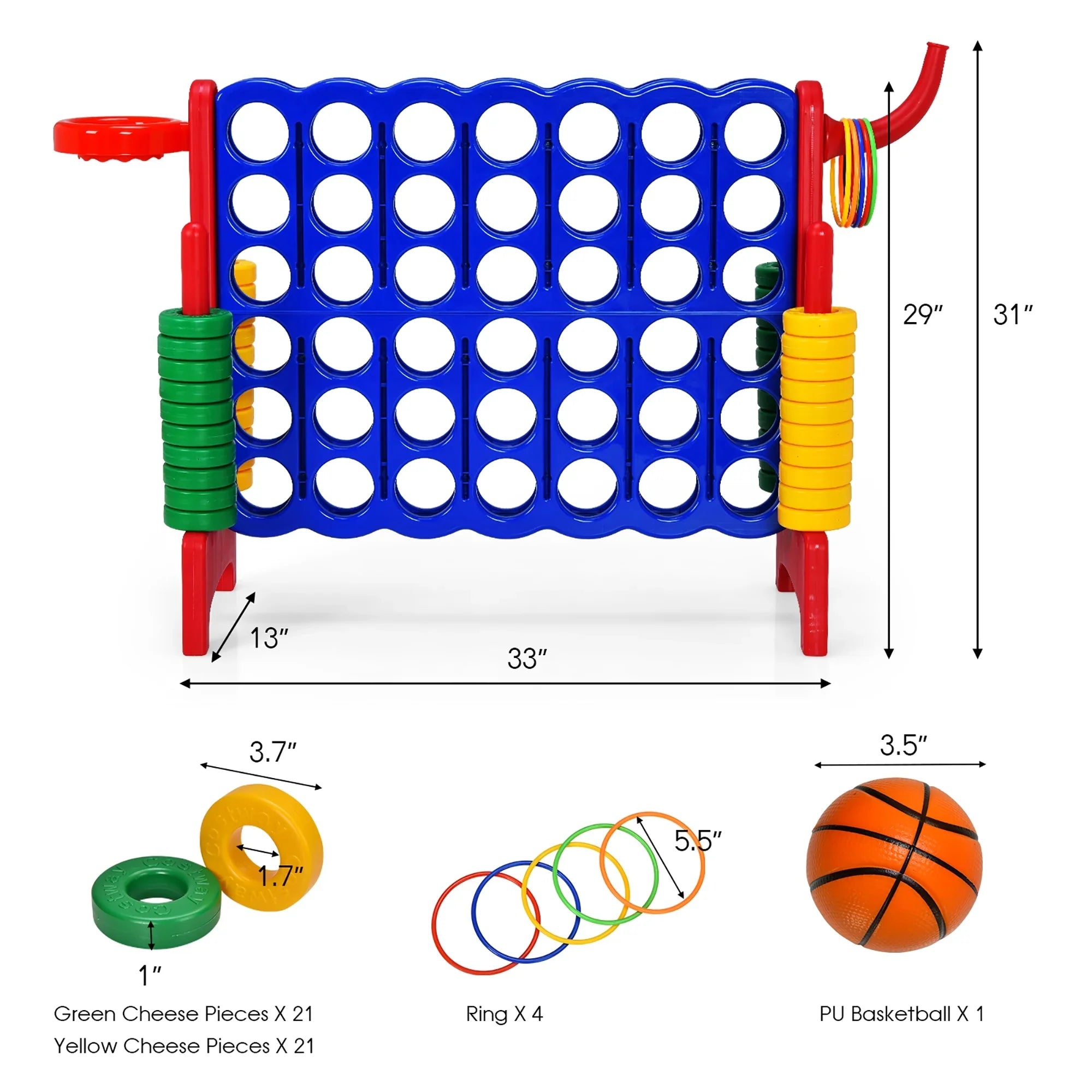 2026 New Costway Giant 4 in A Row Jumbo 4-to-Score Game Set W/Storage Carrying Bag for Kids Adult - Image 42